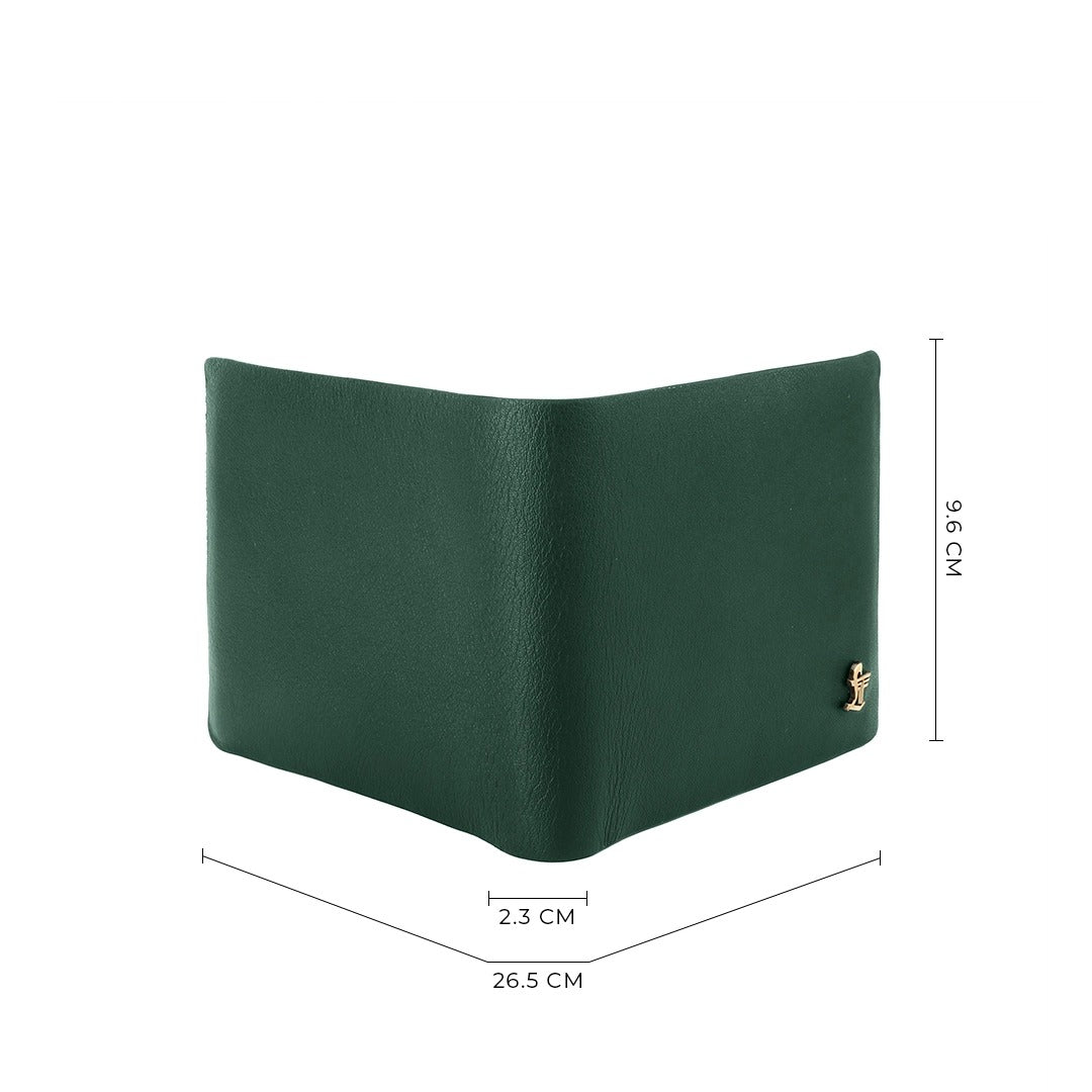 Austin Bifold Stitchless Leather Wallet  | Genuine Leather | RFID Safe | Colour: Green LeatherTalks