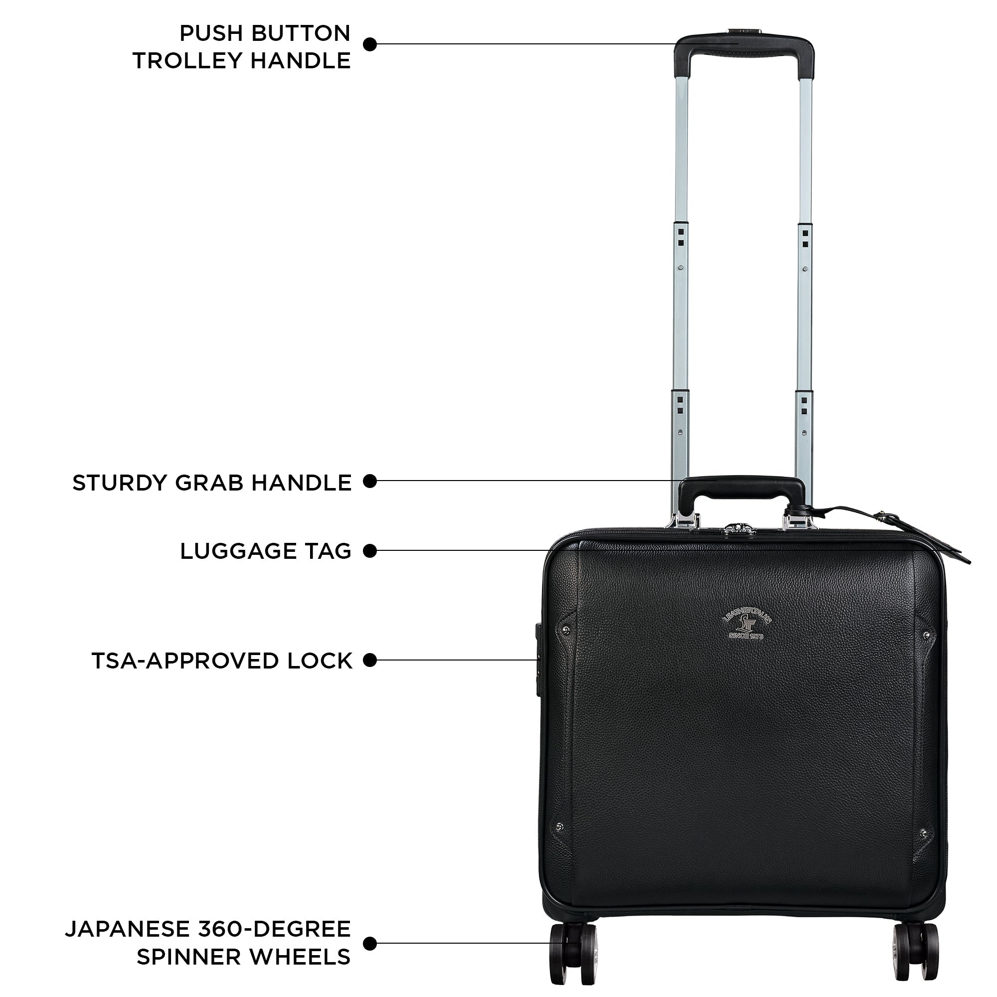 20inch Premium Genuine Leather Travel Trolley Bag 