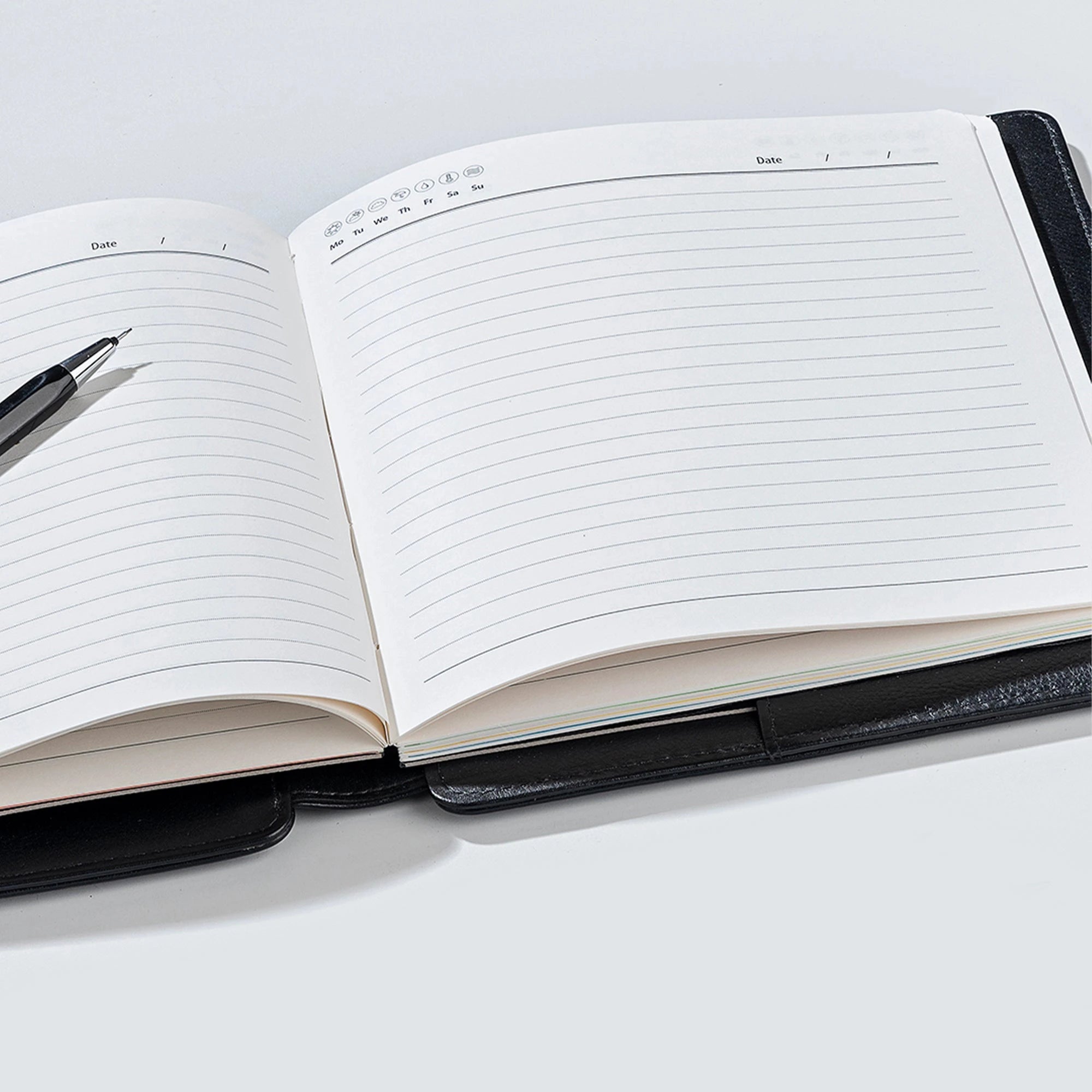 Corporate New Year Gift | Melunge Leather Diary For Men |  Genuine Leather Journal /Notebook | Color:  Black Leather Talks