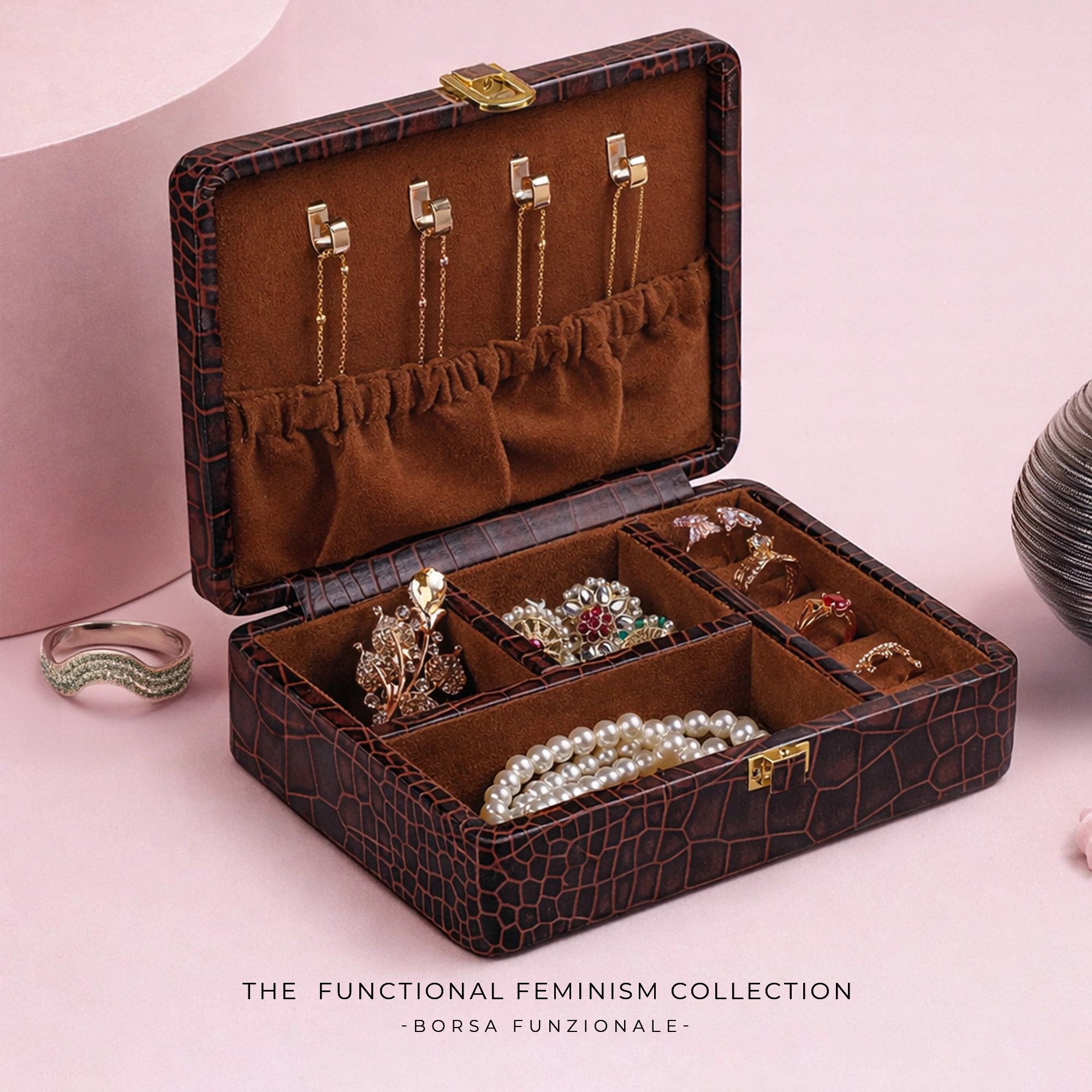 Luxury Jewellery Box with Lock | Velvet Jewellery Organizer with Luxury Jewellery Box with Lock | Velvet Jewellery Organizer with