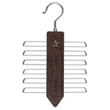 Leather Wooden Tie Hanger | 100% Genuine Leather | Color: Black, Brown, Green & Cherry