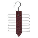 Leather Wooden Tie Hanger | 100% Genuine Leather | Color: Chatai Cherry