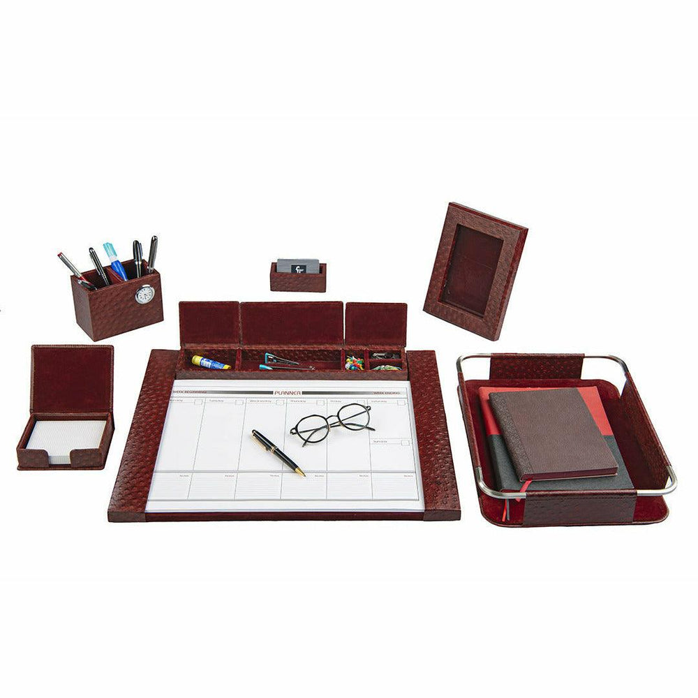 Desktop Planner Set I | Office Table Accessories| Color- Ostritch Cher
