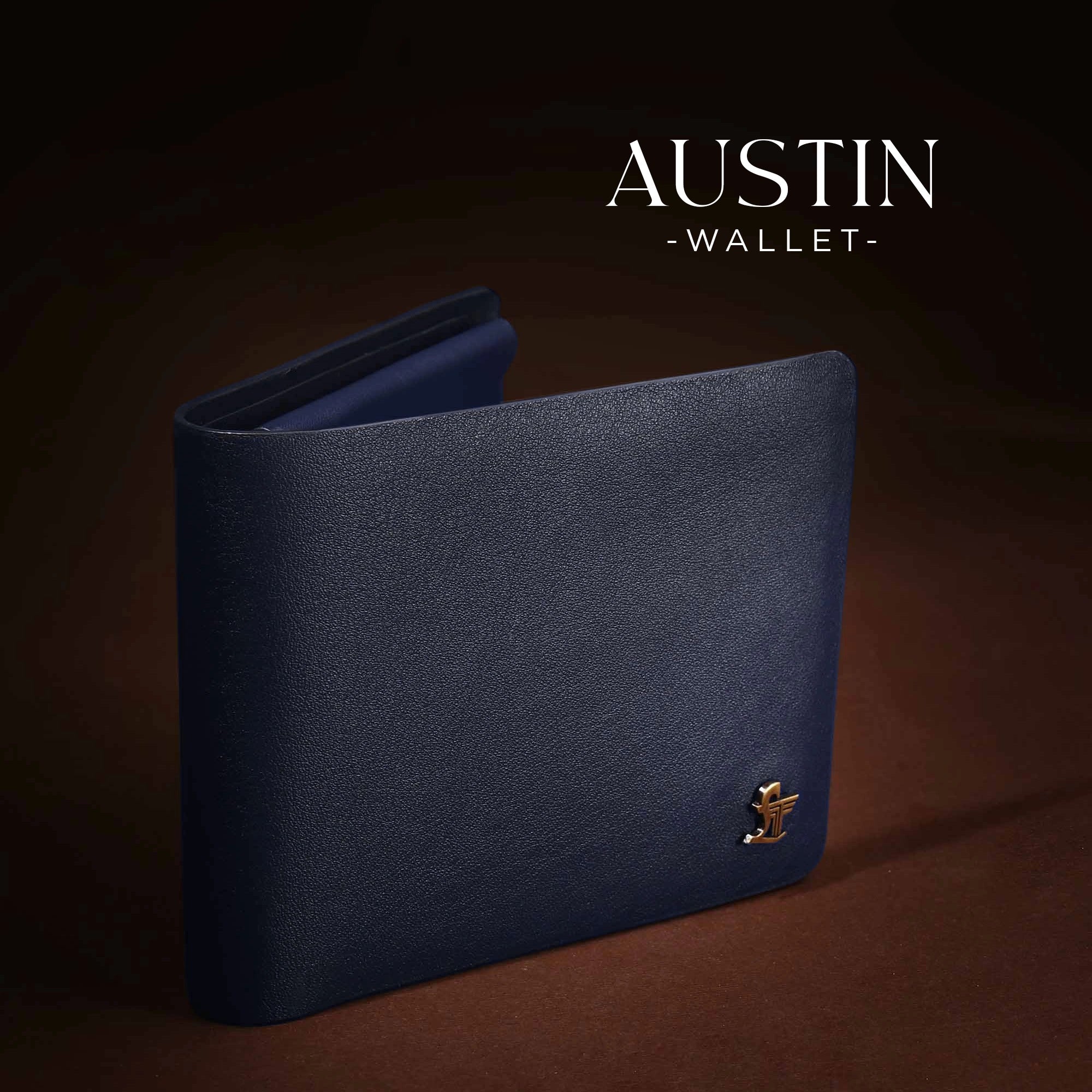 Austin Bifold Stitchless Leather Wallet  | Genuine Leather | RFID Safe | Colour: Blue LeatherTalks