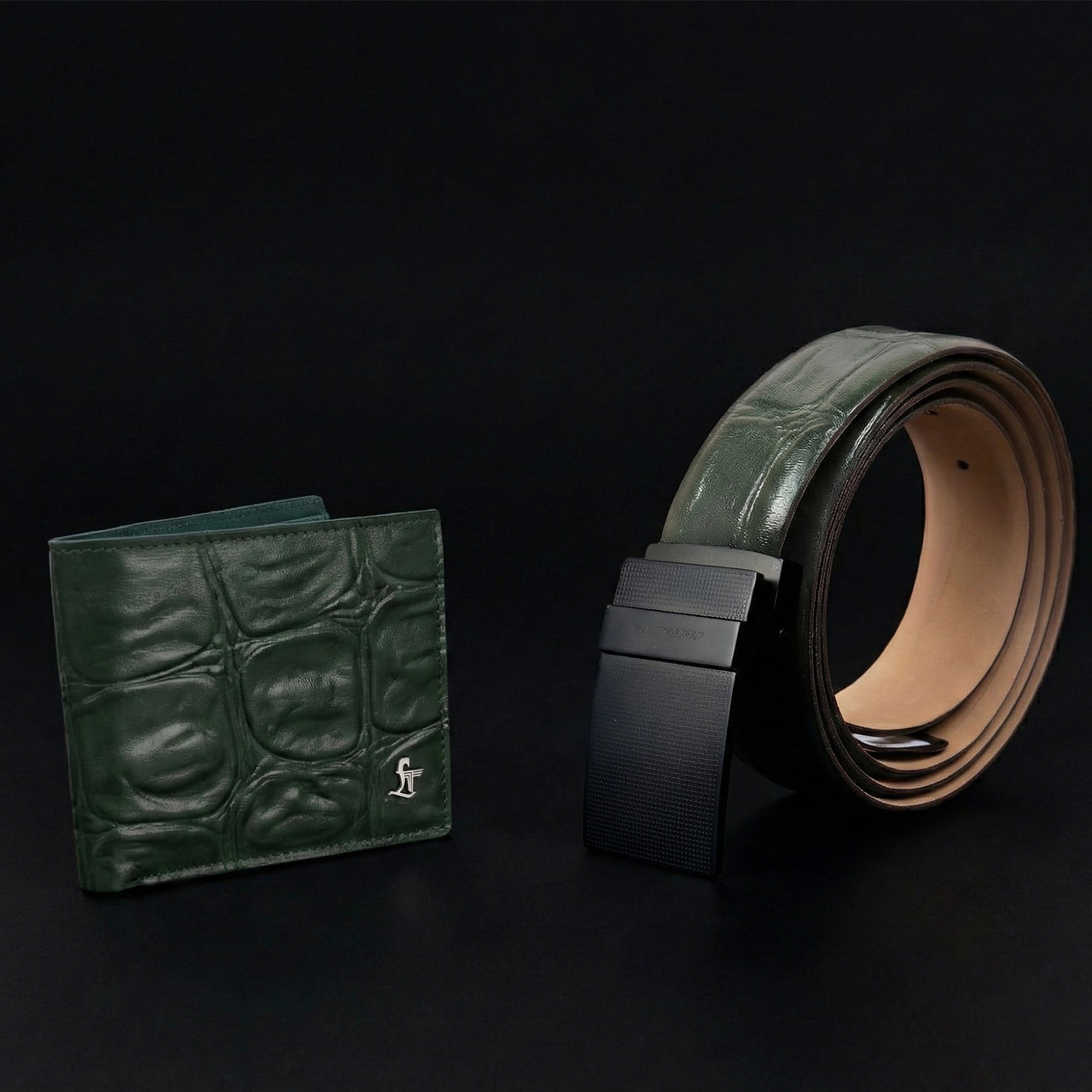 Great Dane | Genuine Leather Wallet & Belt Combo | Color : Green Leather Talks