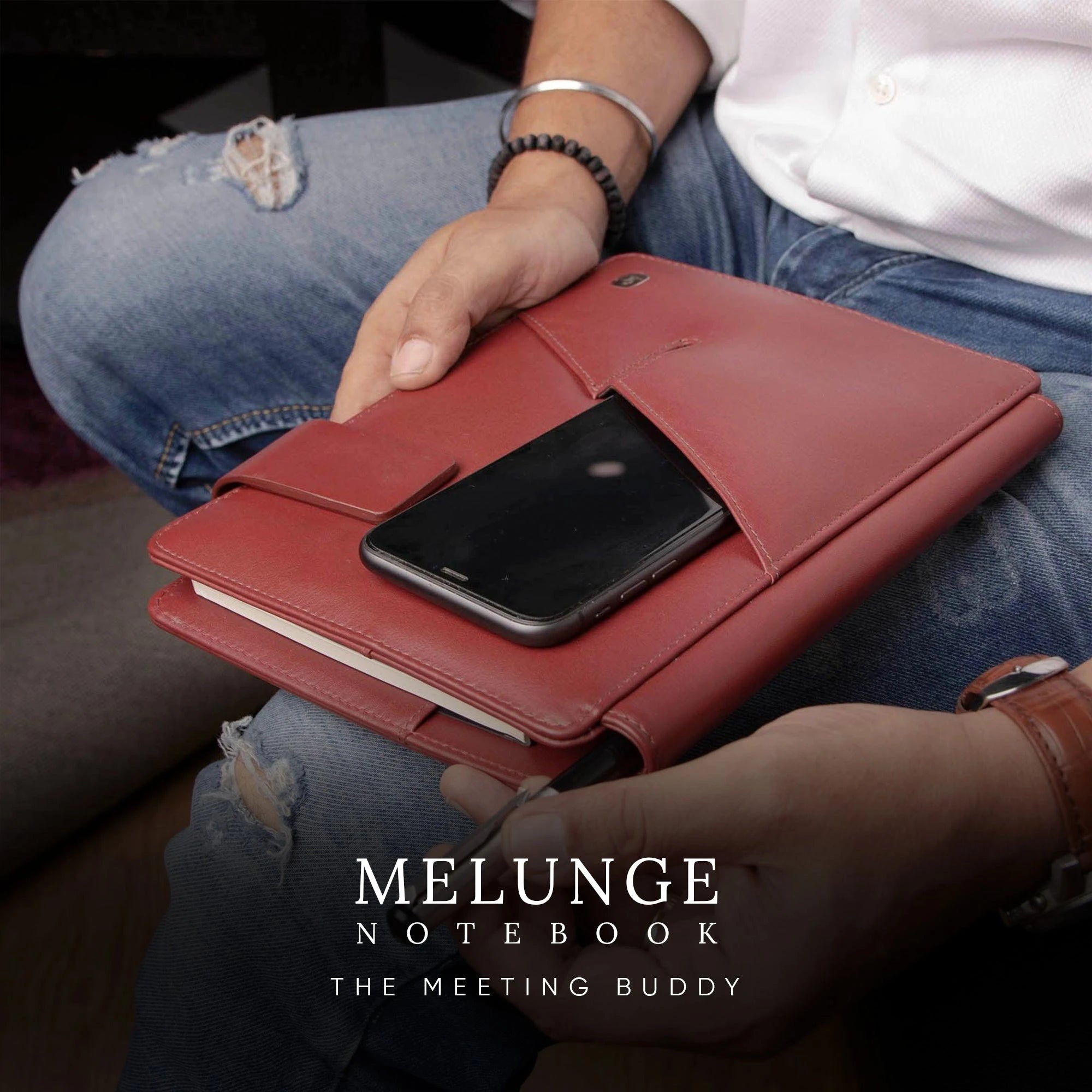 Melunge Leather Diary for Men & Women | Genuine Leather Journal/Notebook | Color- Cherry Leather Talks