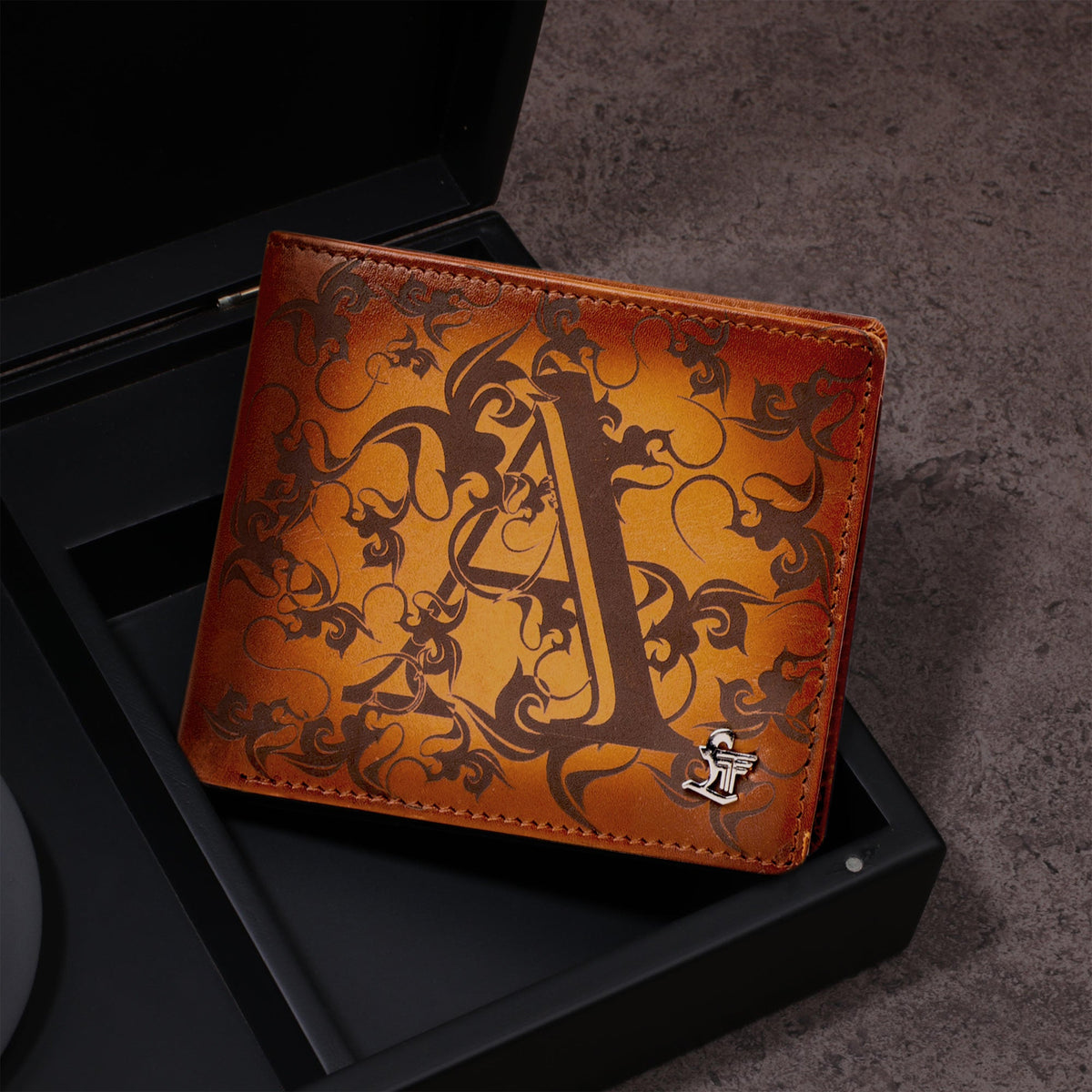 Condorium Alphabet Wallet for Men | A–Z Personalized Leather Bifold
