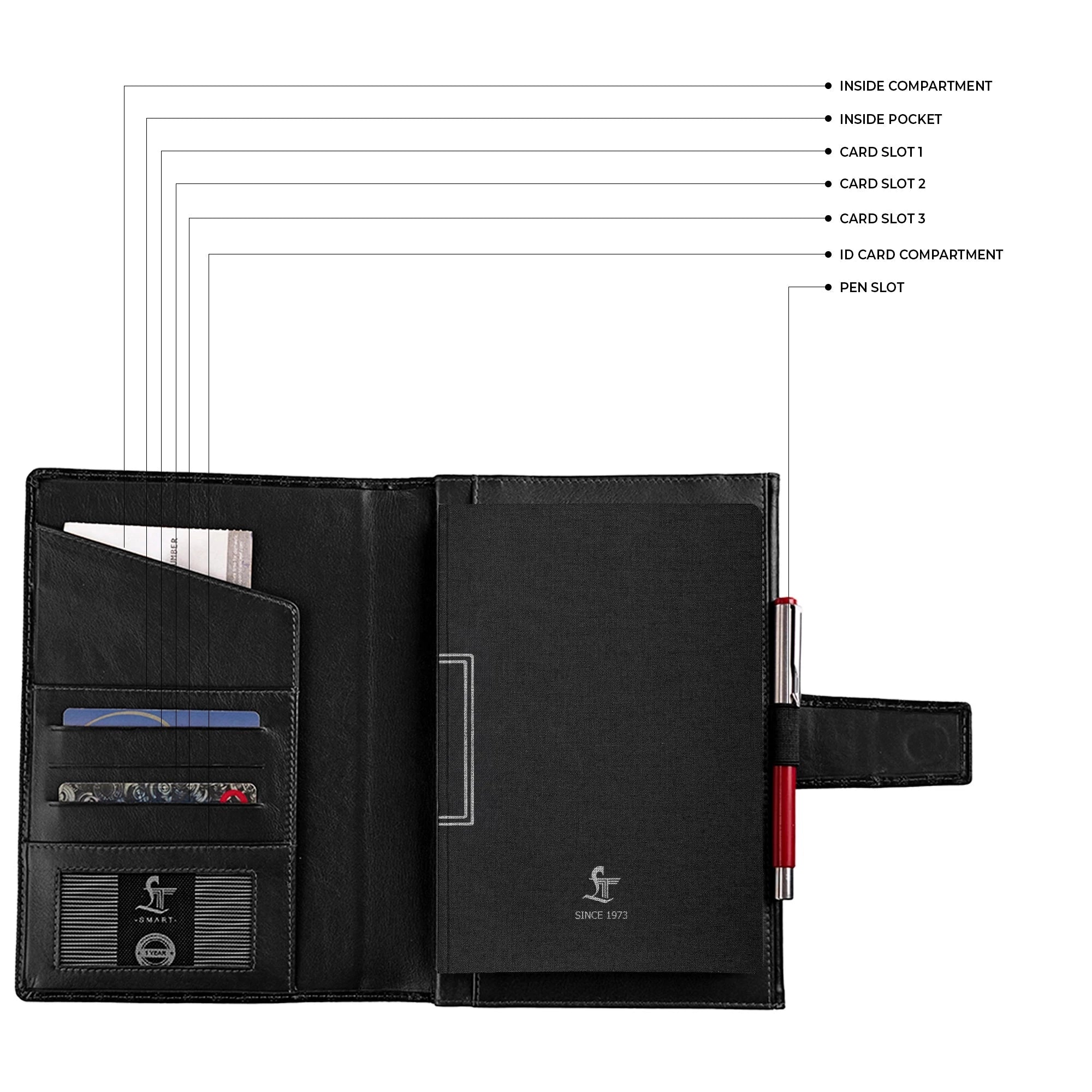 LT Smart Leather Notebook with Power Bank (5000 mAh) | Diary with Power Bank | Color: Nappa Black LeatherTalks
