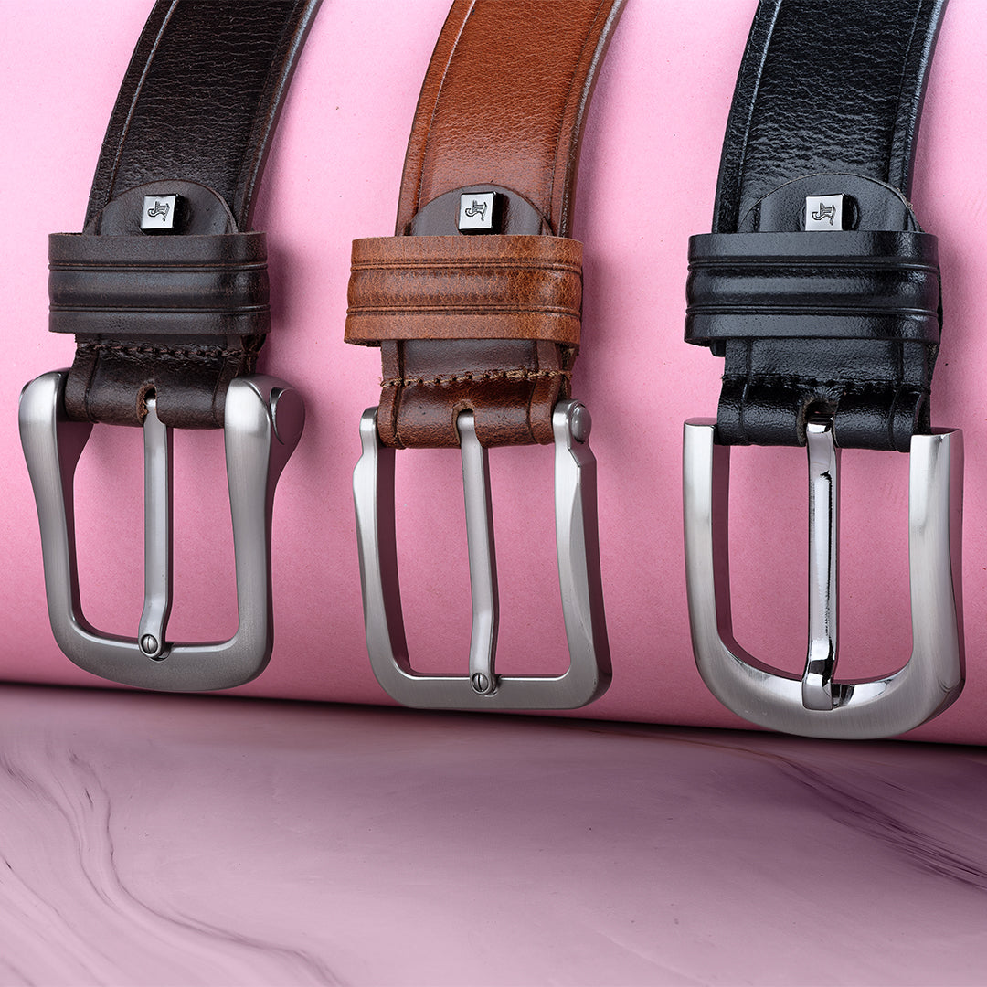 Leather Belt for Men|Luxury Buckle Brown|Solid Metallic Belt Buckle ...