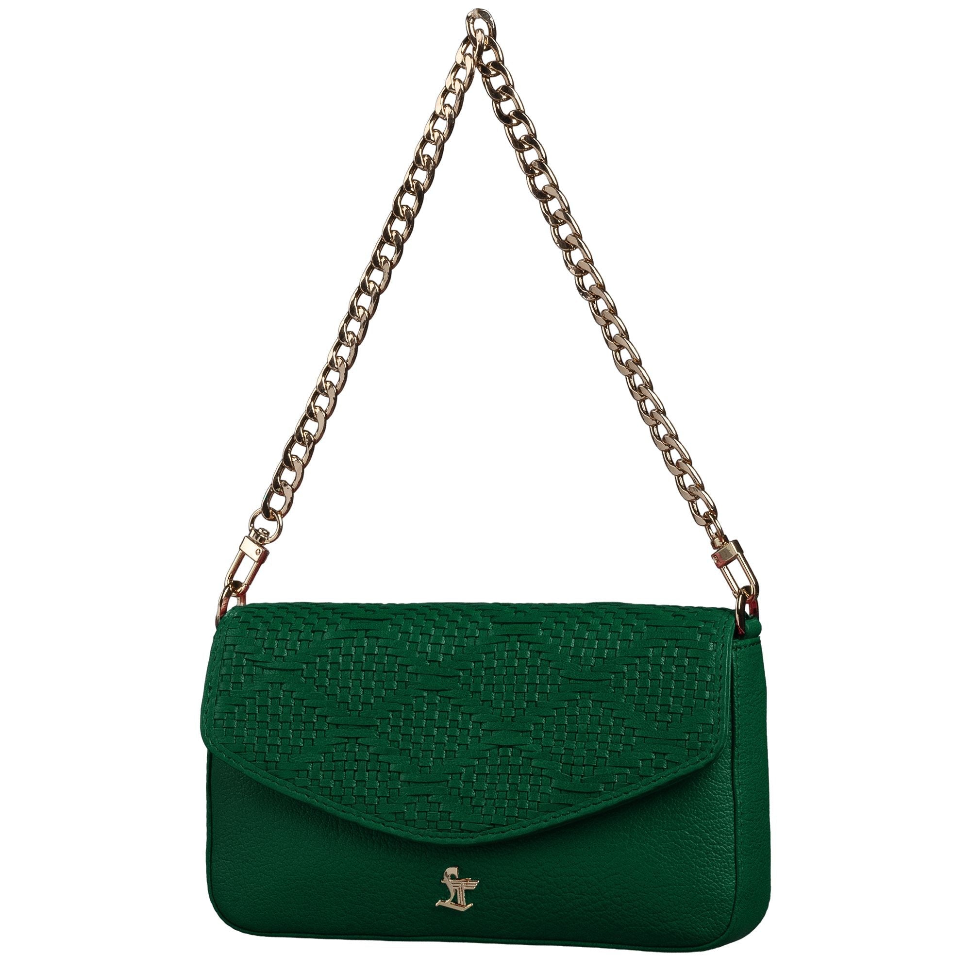 Lucia Genuine Leather Sling Bag for Women | Hand-Woven Crossbody Bag | Two Looks in One | Luxury Mini Shoulder Bag for Evening & Casual Wear | Color: Green Leather Talks
