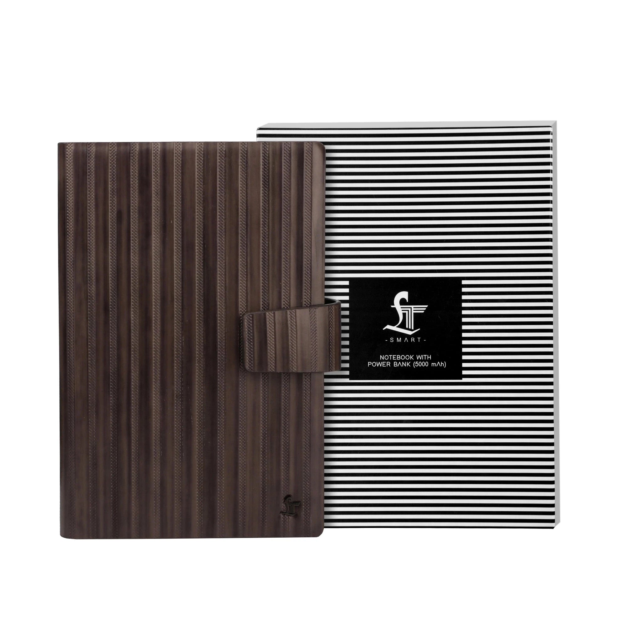 LT Smart Leather Notebook with Power Bank (5000 mAh) | Diary with Power Bank | Color: Grey LeatherTalks