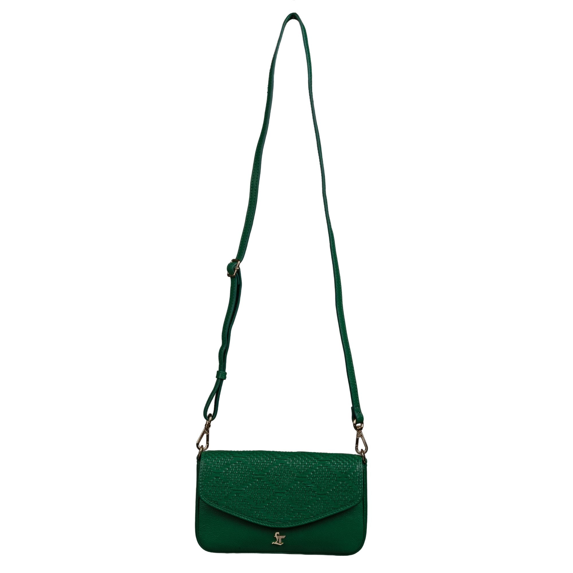 Lucia Genuine Leather Sling Bag for Women | Hand-Woven Crossbody Bag | Two Looks in One | Luxury Mini Shoulder Bag for Evening & Casual Wear | Color: Green Leather Talks