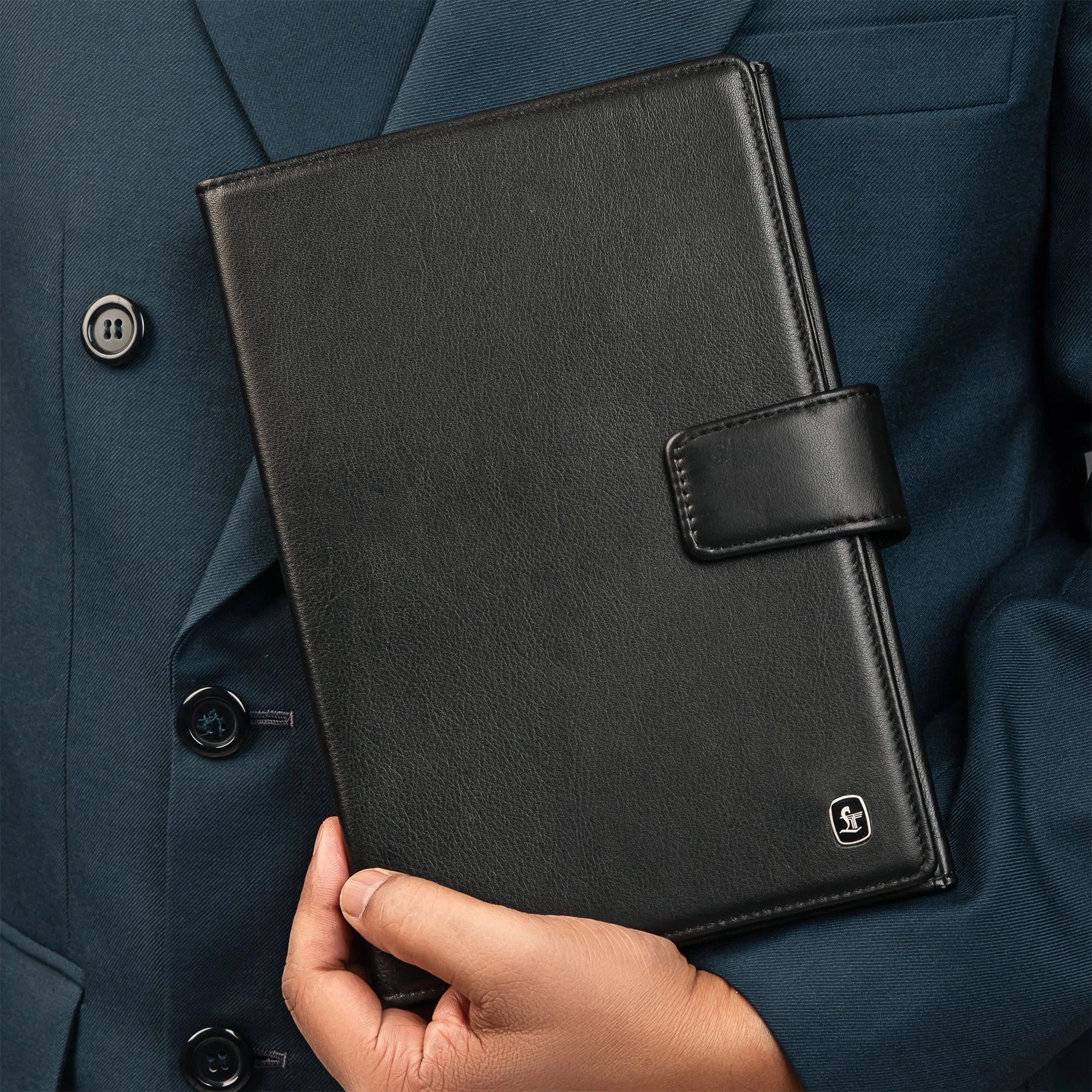 LT Smart Leather Notebook with Power Bank (5000 mAh) | Diary with Power Bank | Color: Nappa Black LeatherTalks