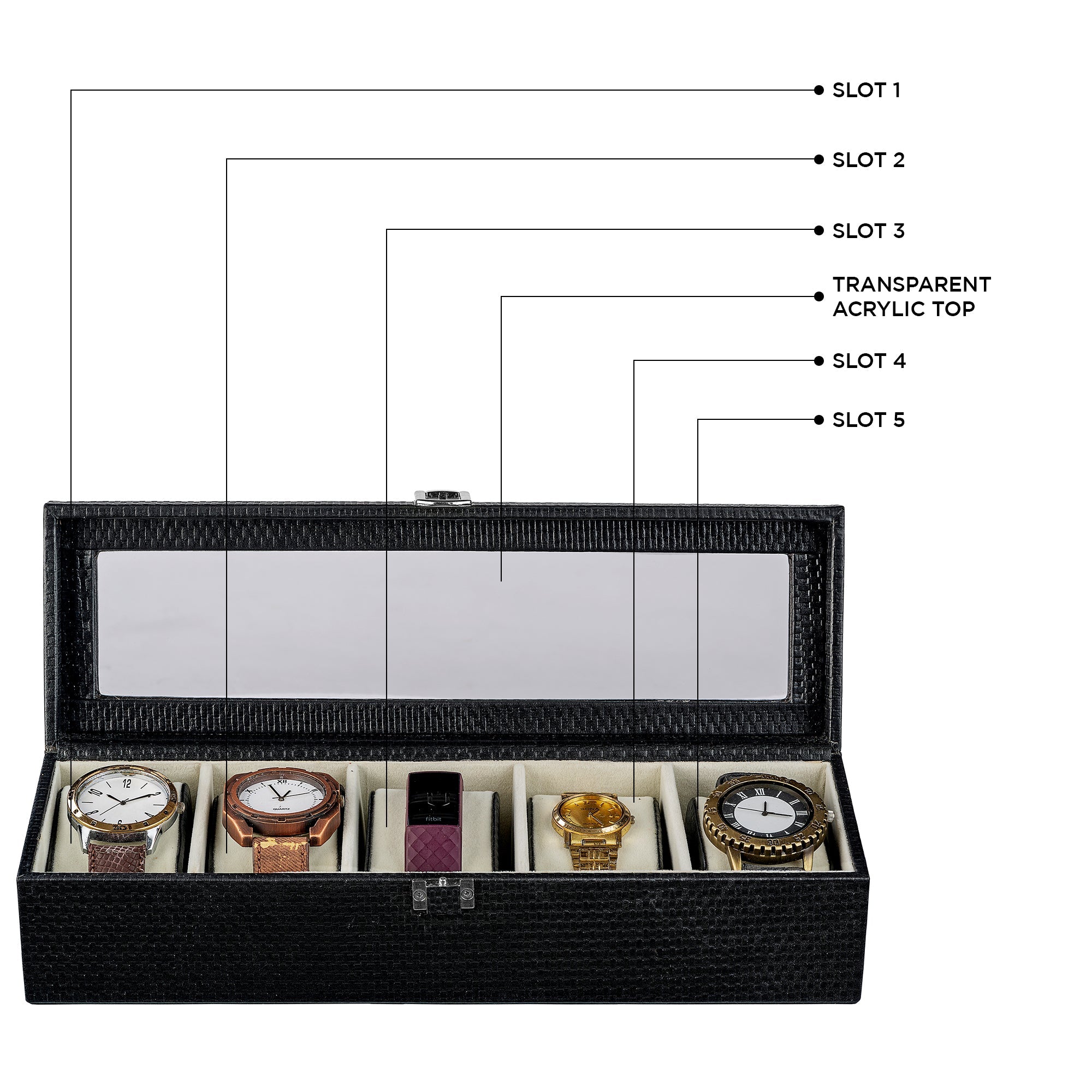 Scratch-Proof Acrylic Top Genuine Leather Watch Box – Luxury Display Case for Men