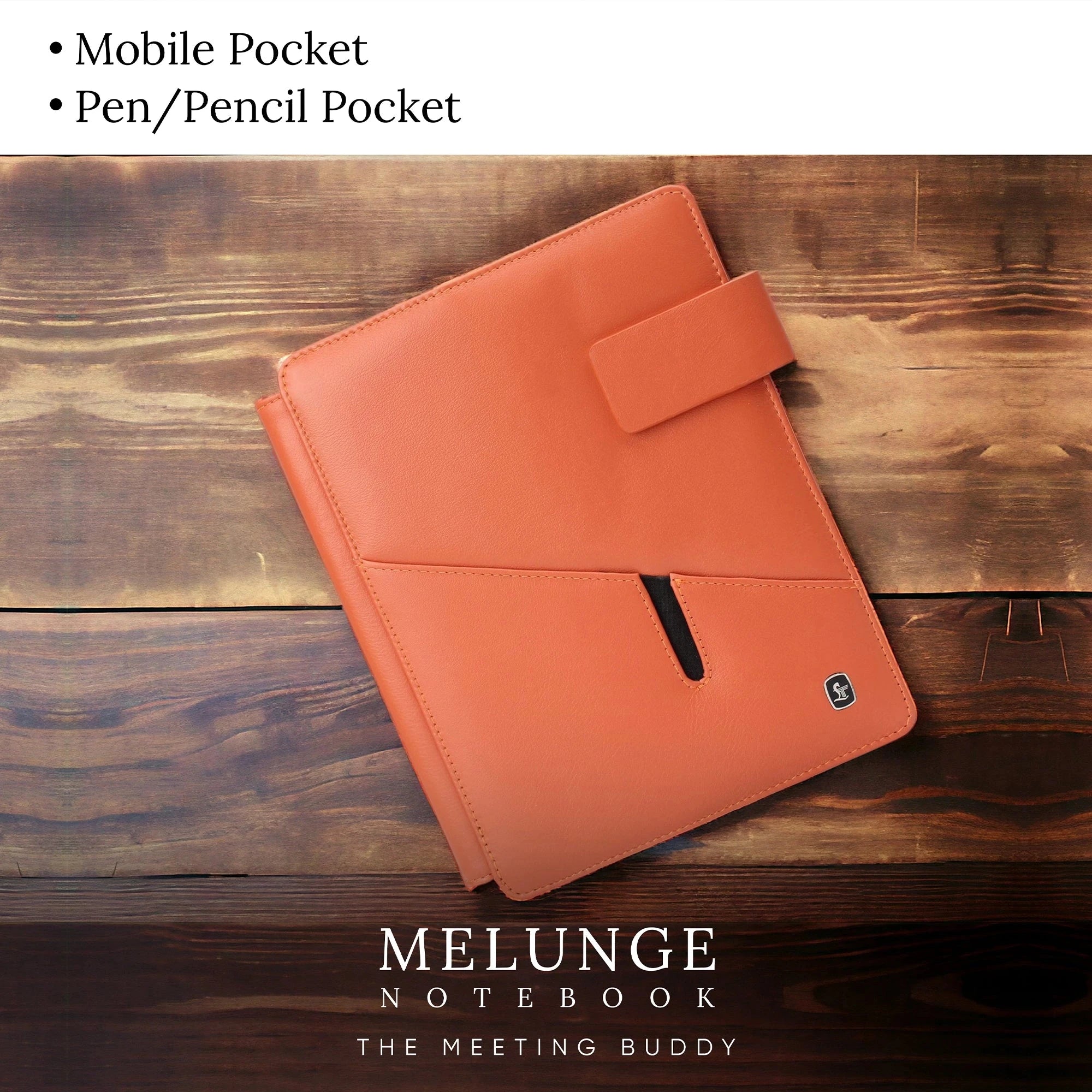 Melunge Leather Diary For Men & Women |  Genuine Leather Journal / Notebook | Color- Orange Leather Talks