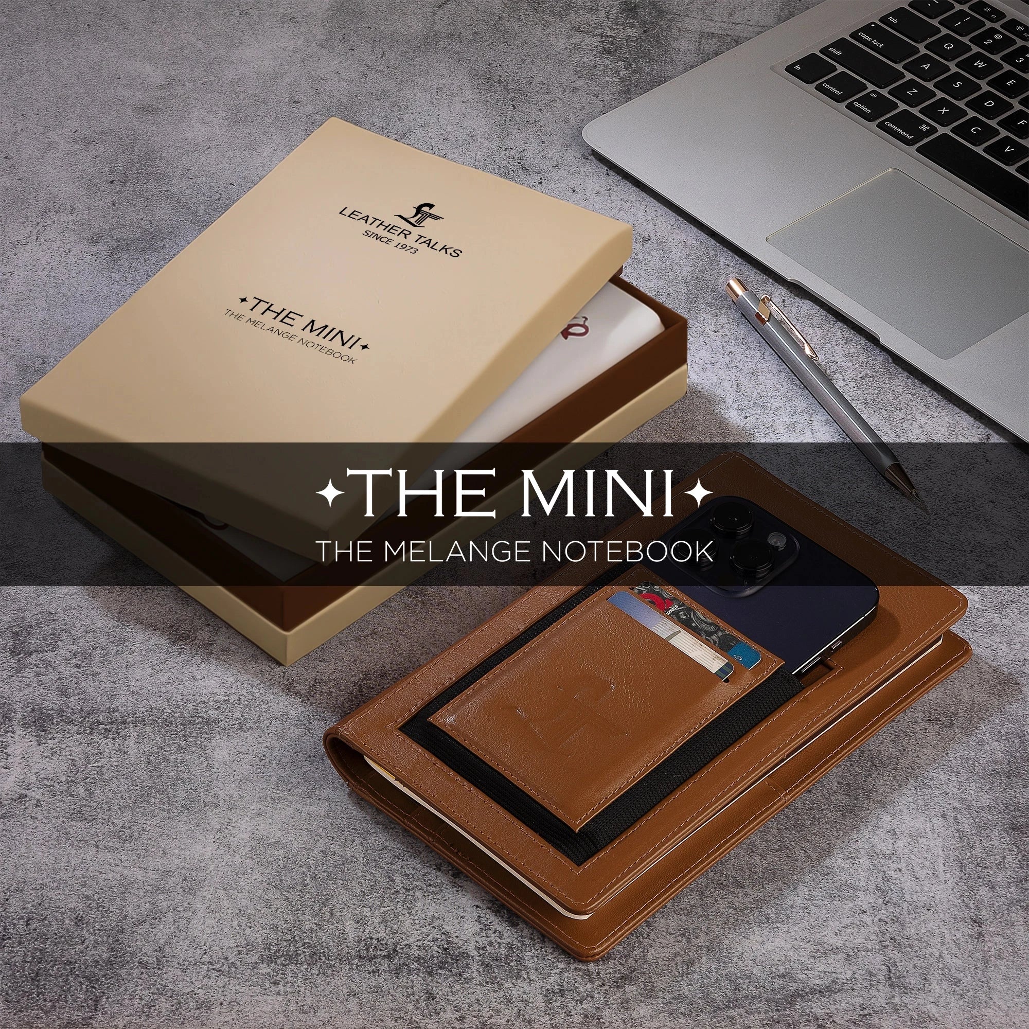 The Mini Melunge Luxury Pure Leather Notebook| Premium Leather Diary For Men & women | 100% Genuine Leather | Handmade Leather Journal - Tan Leather Talks