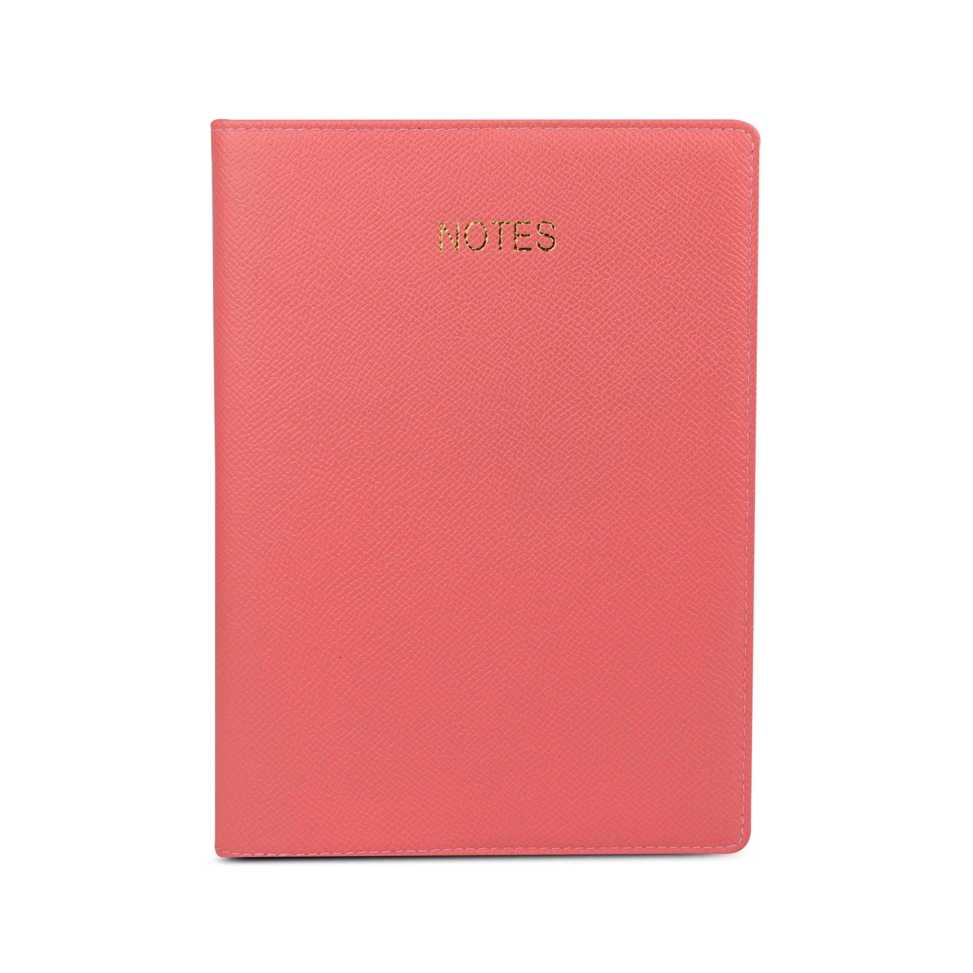 Luxury genuine leather notebook with gold embossed NOTES text