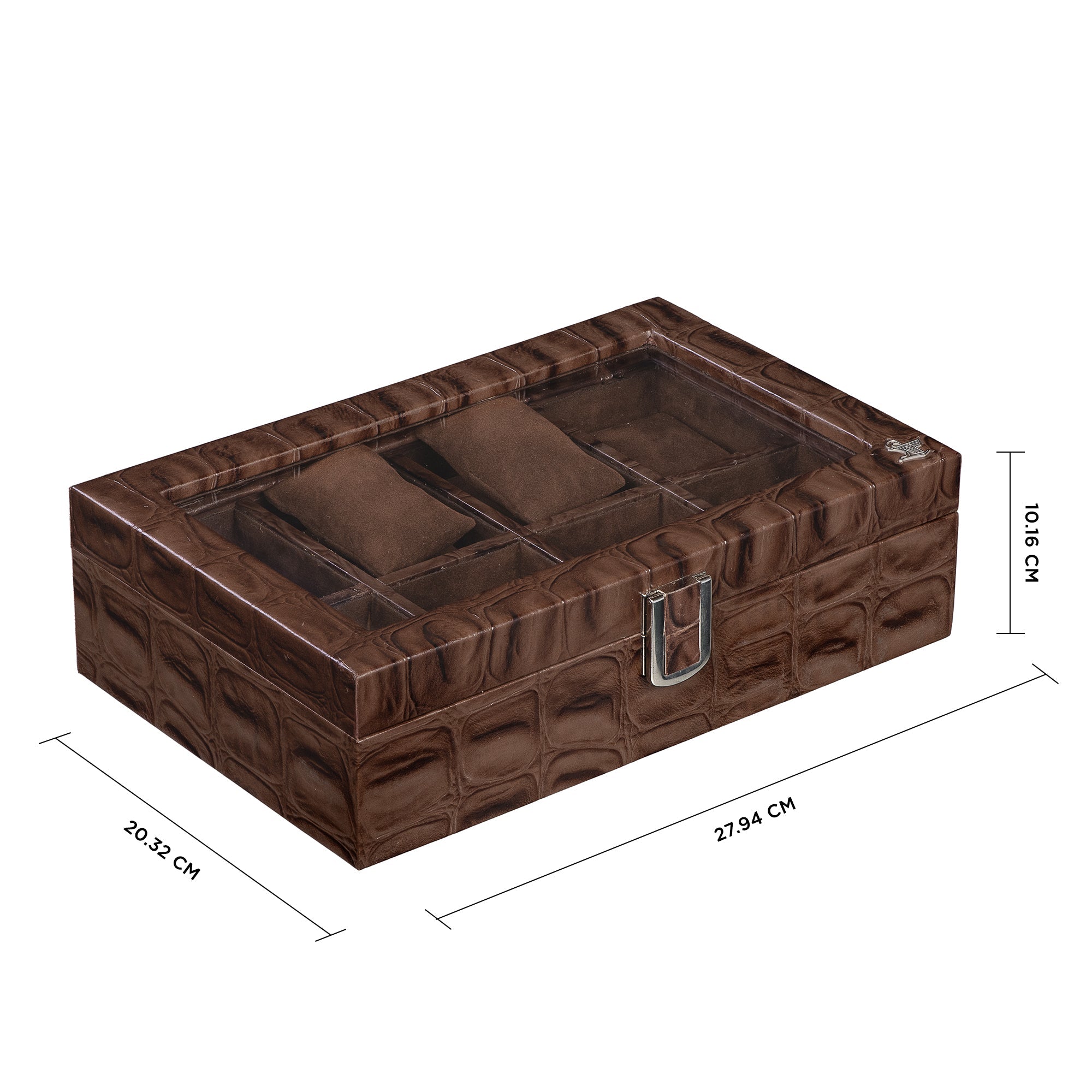 Bronx II Watch Box (8 Watches) | Watch Box For Men | 100% Genuine Leather | Color: Crocotail Brown Leather Talks
