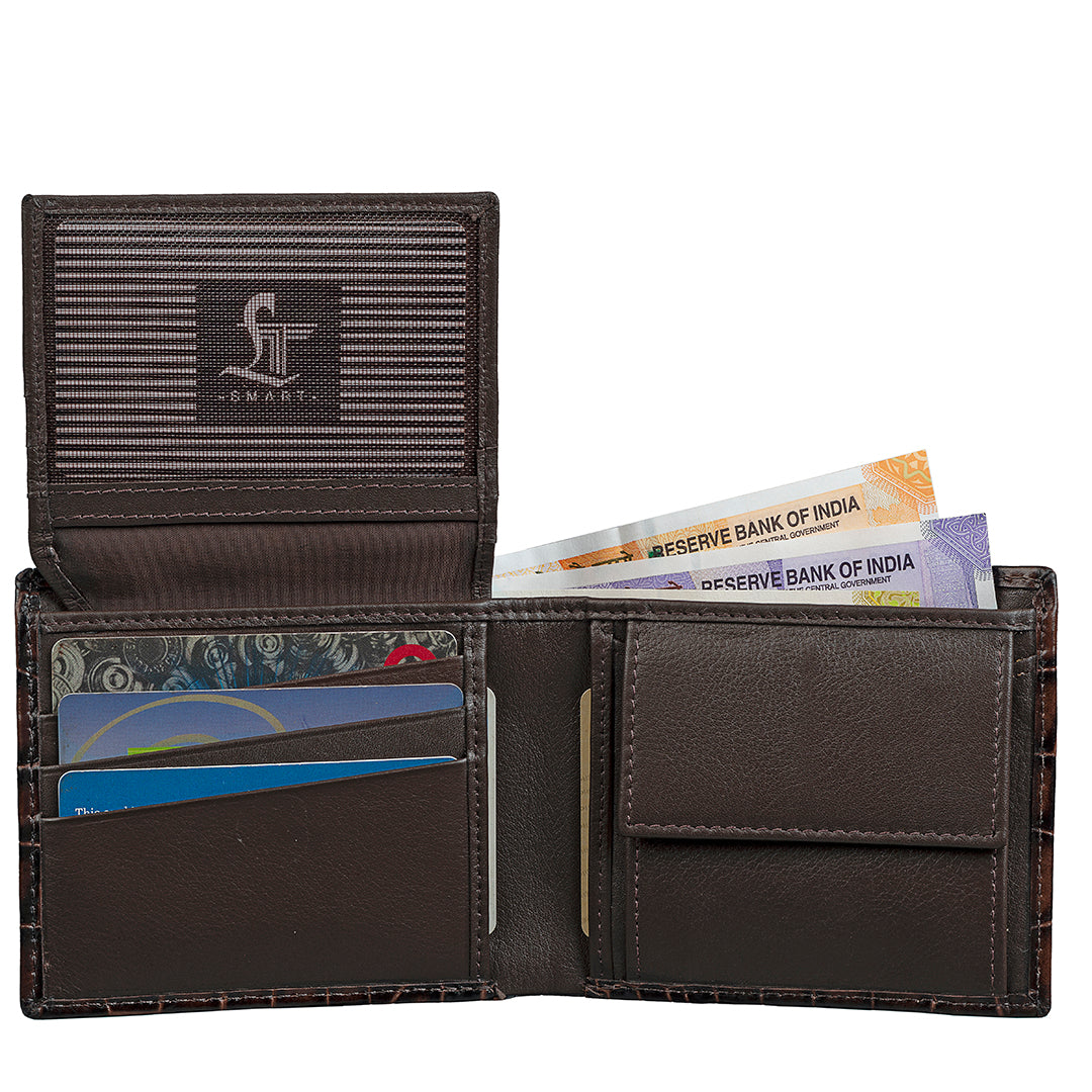 Set of III Gift Set Men's Croco Belt, Wallet & Prime Key Pouch - Premium Leather Accessories | Color- Brown Leather Talks