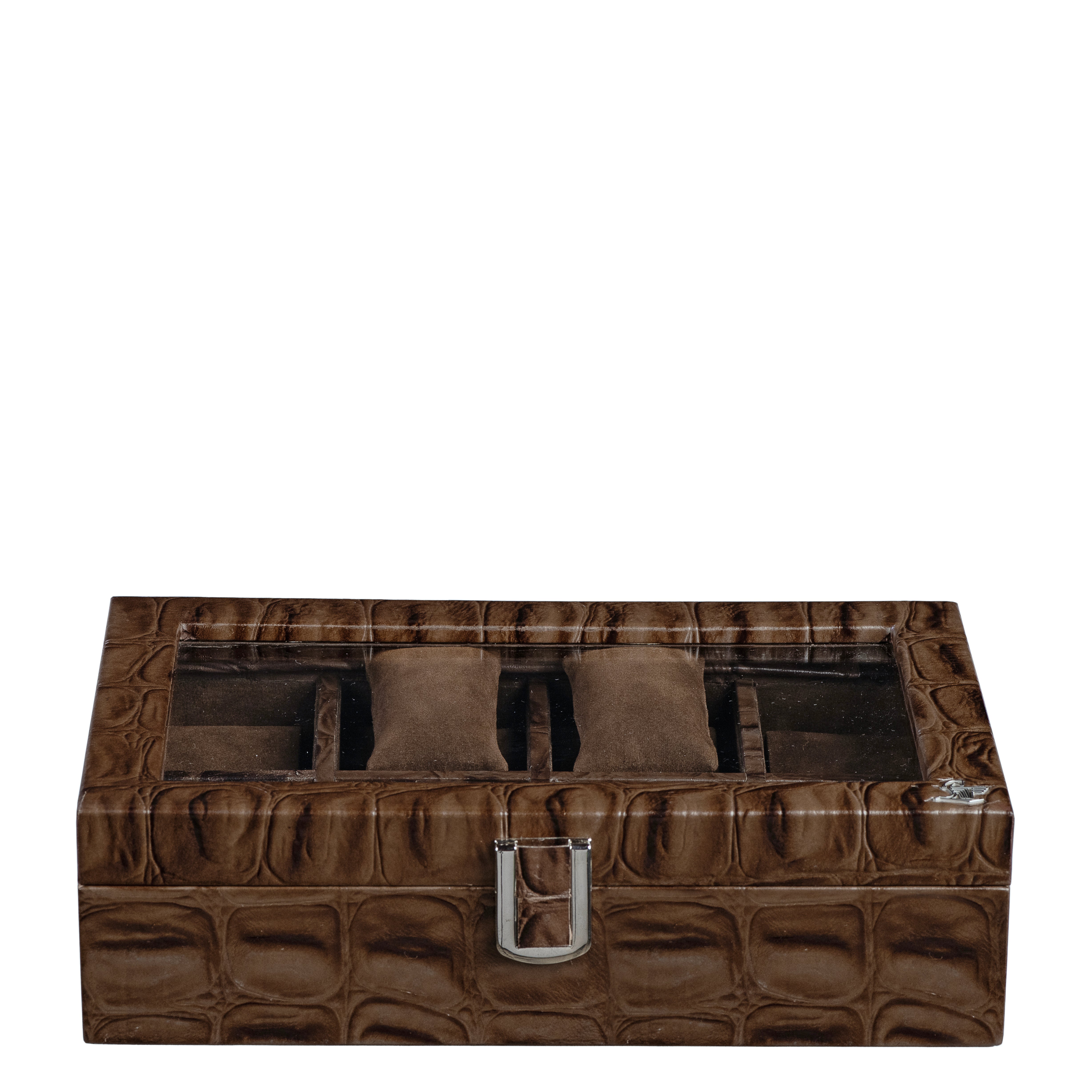 Bronx II Watch Box (8 Watches) | Watch Box For Men | 100% Genuine Leather | Color: Crocotail Brown Leather Talks