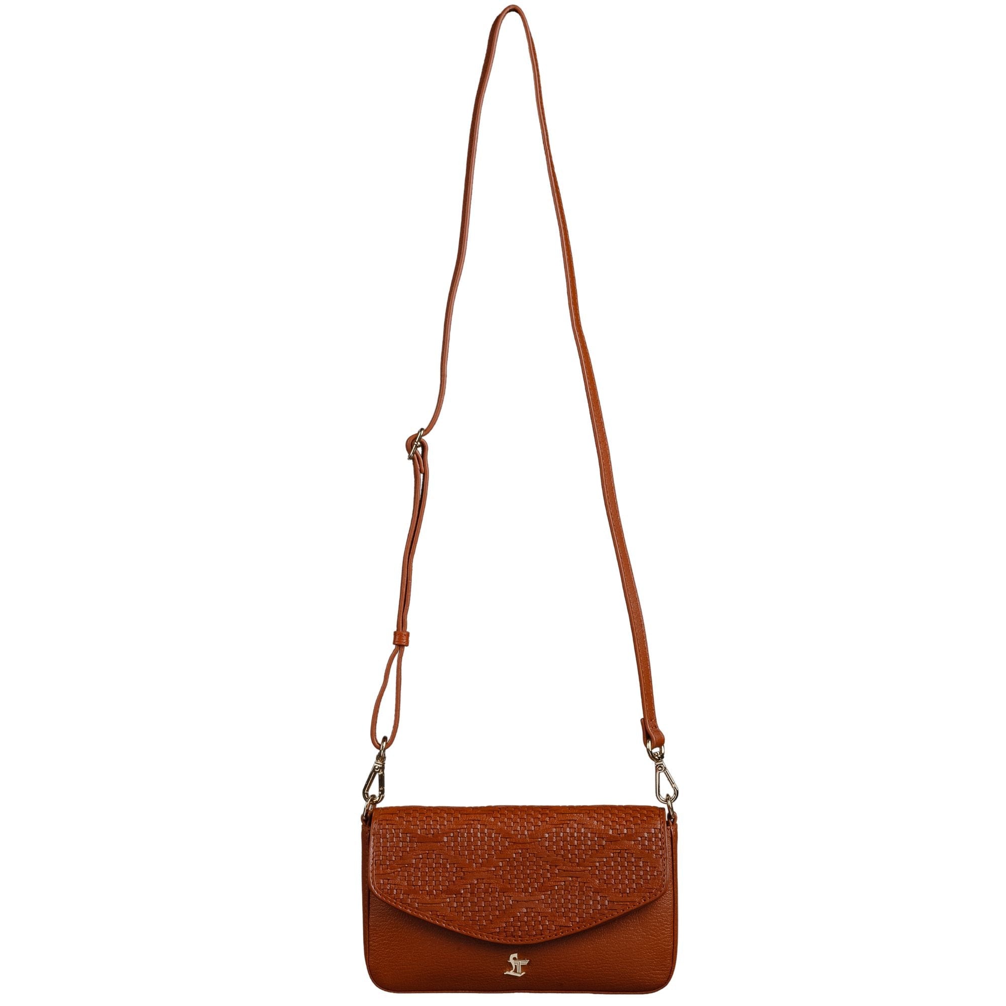 Genuine Leather Sling Bag for Women | Hand-Woven Crossbody Bag | Two Looks in One | Luxury Mini Shoulder Bag for Evening & Casual Wear | Color: Orange Leather Talks