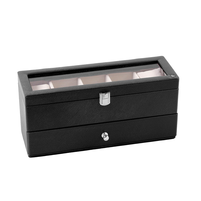luxury leather watch box with tip top lock