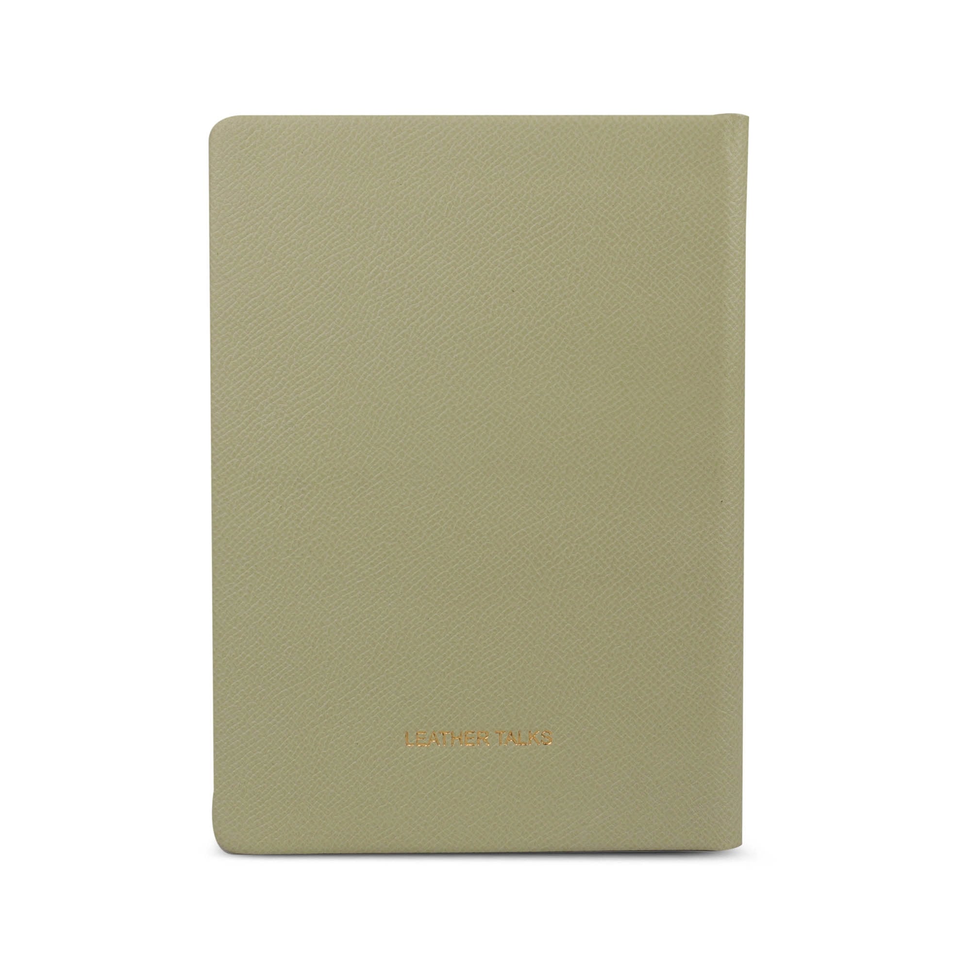 Genuine leather notebook showing Leather Talks branding