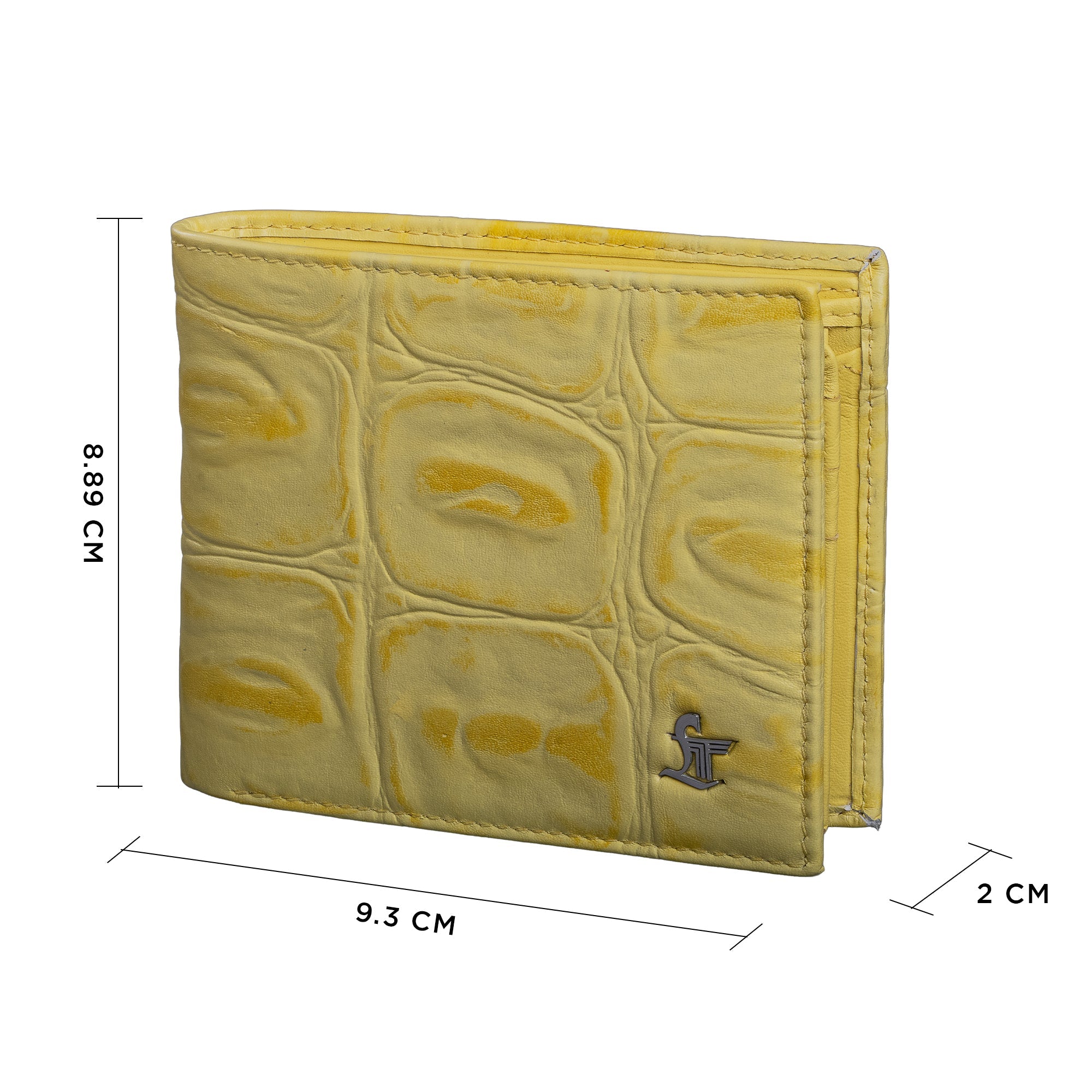 Great Dane Genuine Leather Wallet for Men | Luxury Croco Print Bifold Wallet | Premium Men’s Leather Wallet | Color: Yellow Leather Talks