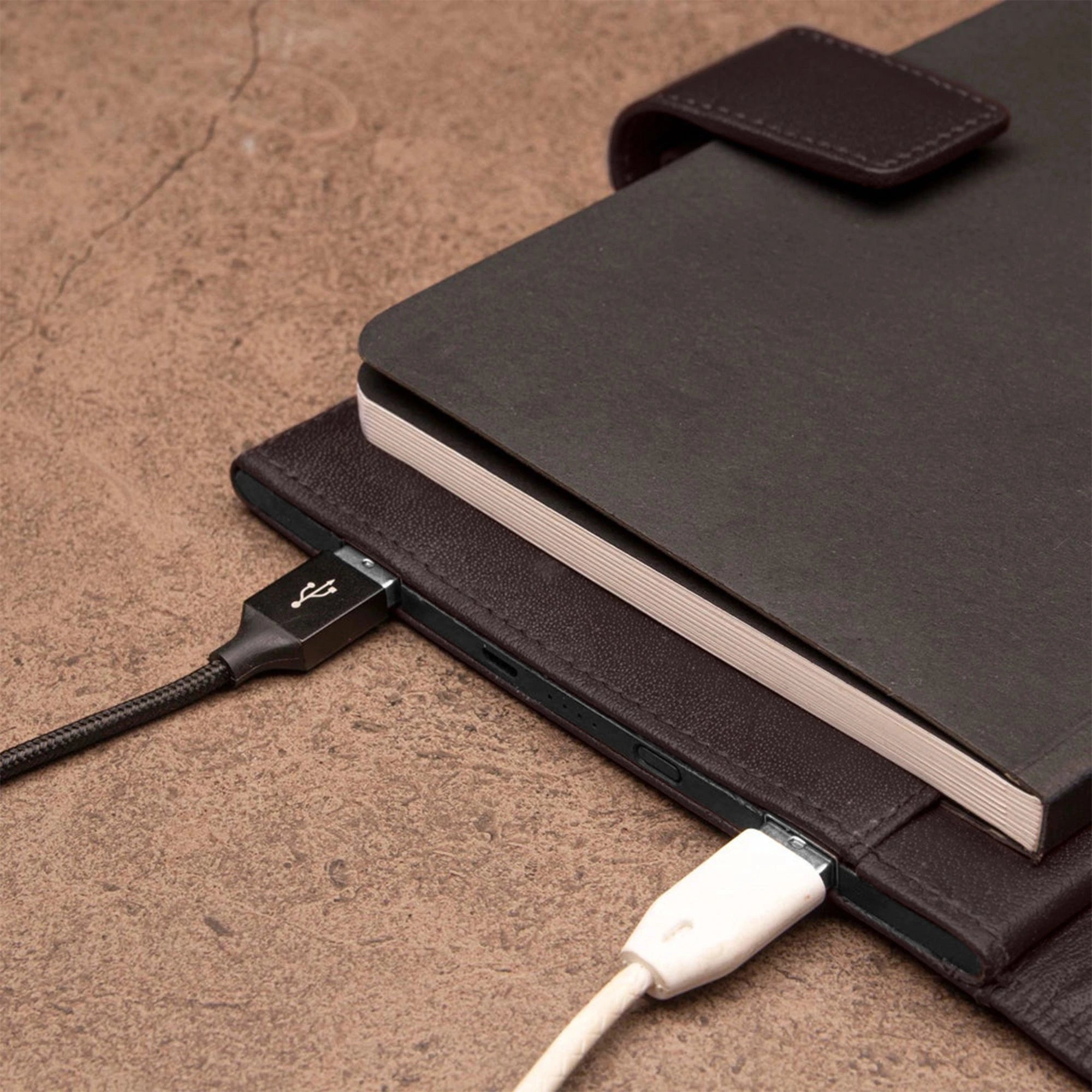 LT Smart Leather Notebook with Power Bank (5000 mAh) | Diary with Power Bank | Color: Brown Leather Talks