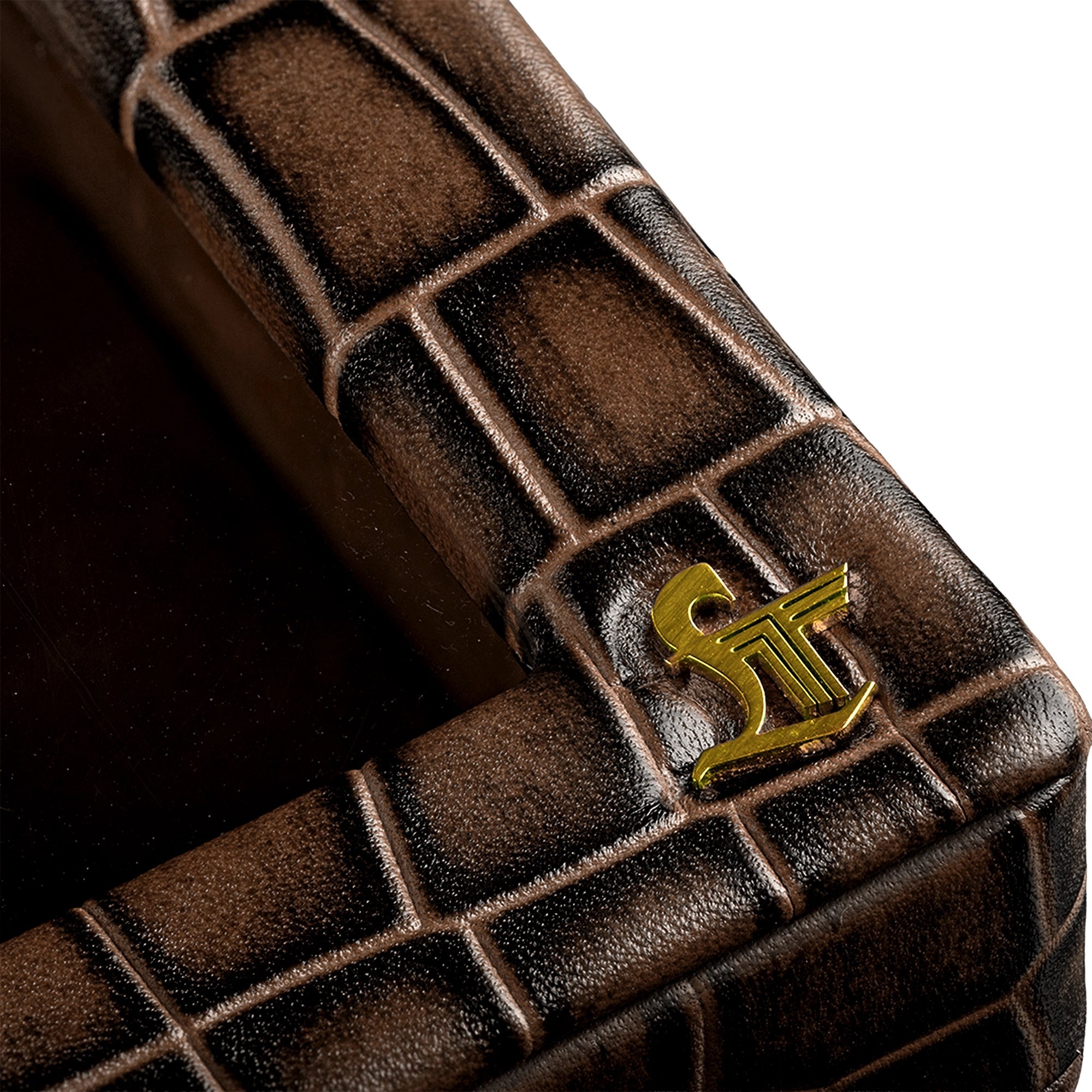 Bronx II Watch Box 10 | Luxury Genuine Leather Watch Box for Men | 10 Slot Watch Organizer with Drawer | Premium Watch Storage Case  | Color:  Croco Brown Leather Talks