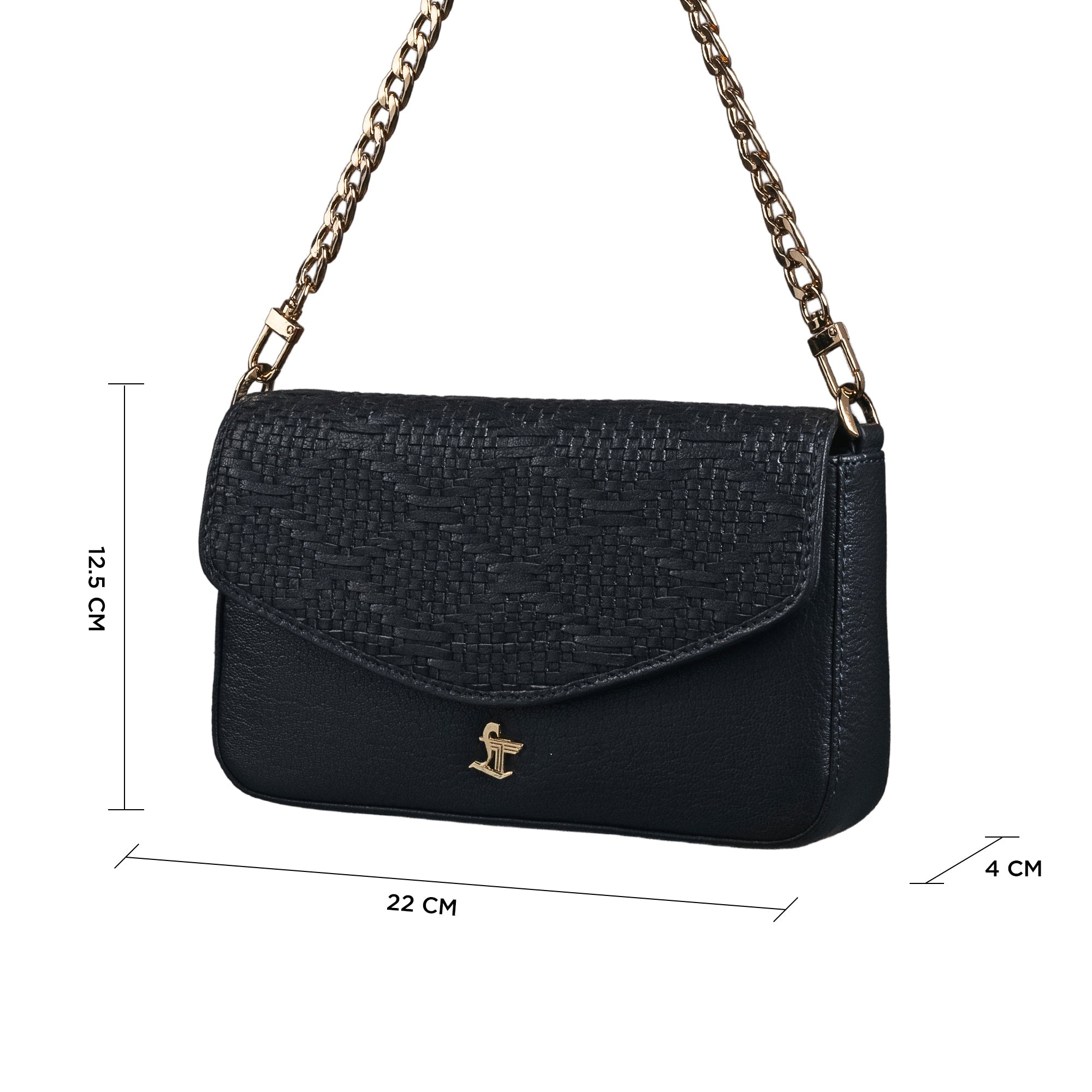 Genuine Leather Sling Bag for Women | Hand-Woven Crossbody Bag | Two Looks in One | Luxury Mini Shoulder Bag for Evening & Casual Wear | Color: Black Leather Talks