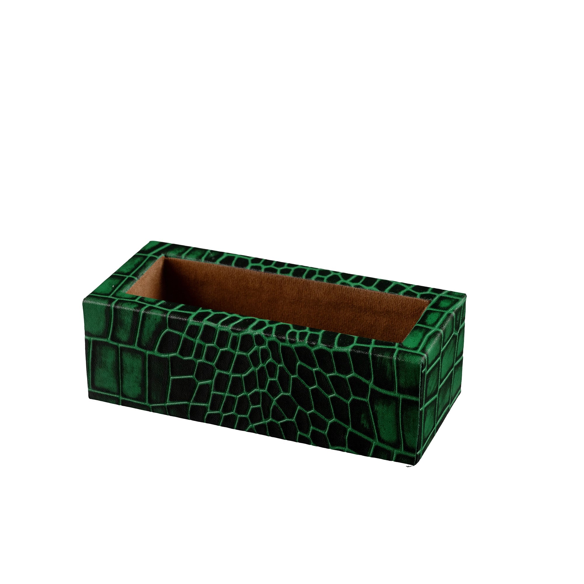 Desktop Planner Set I | Office Table Accessories| Croco Embossed Genuine Leather | Color- Green Leather Talks