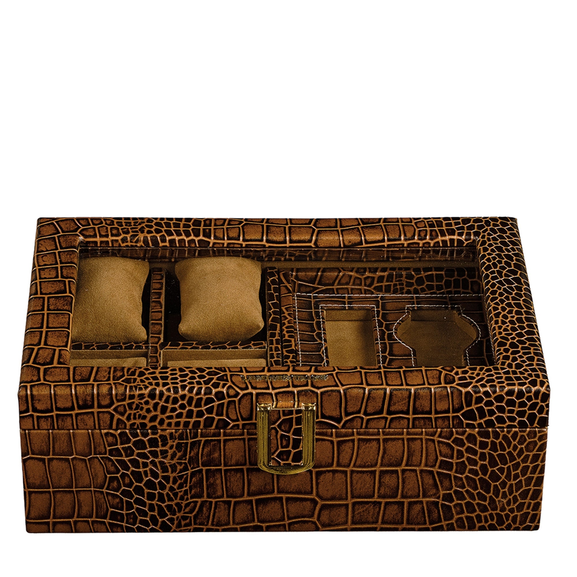 Galio Leather Watch Box / Case | Genuine Leather Watch Box for Men | Can Hold 8 Watches | Acrylic Glass Top | Color: Croco Tan Leather Talks