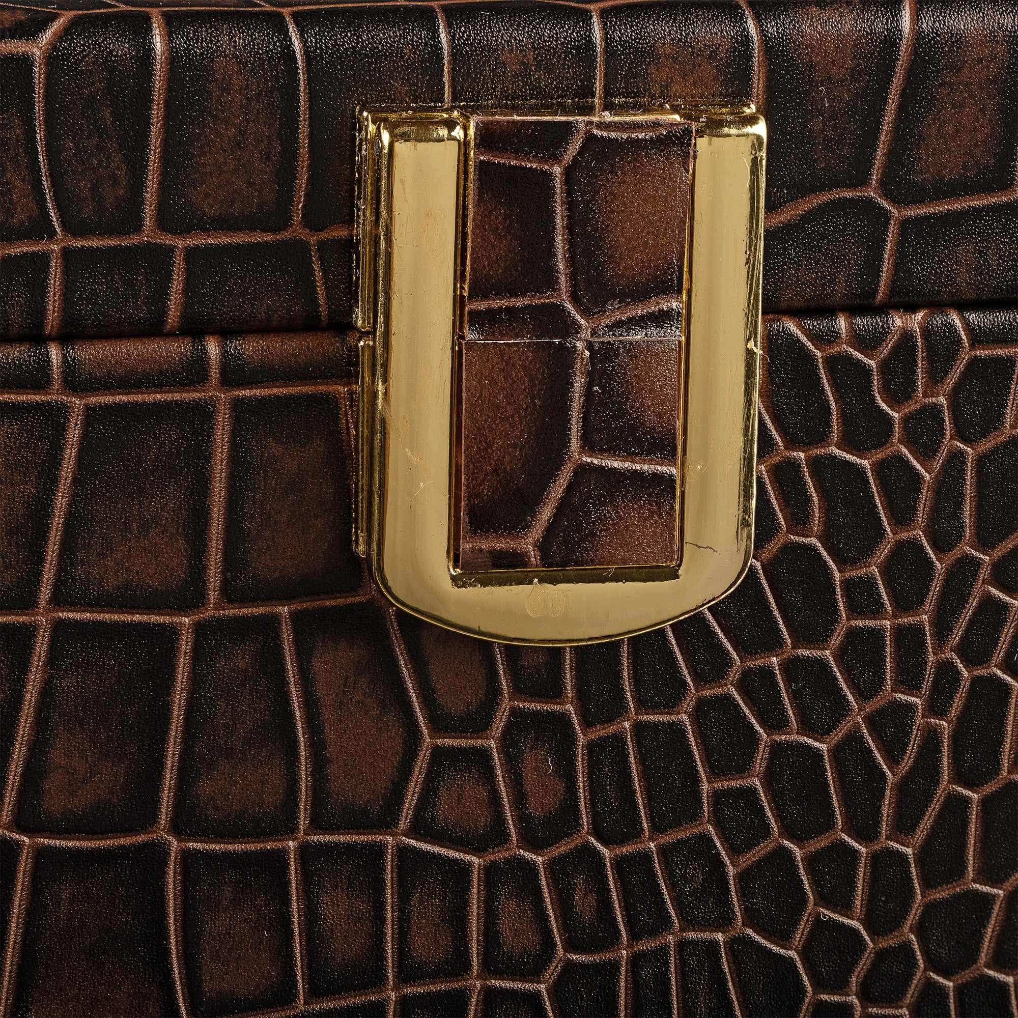 Galio Leather Watch Box For Men |  Genuine Leather Watch Box for Men | Can Hold 6 Watches | Acrylic Top | Color: Croco Brown Leather Talks