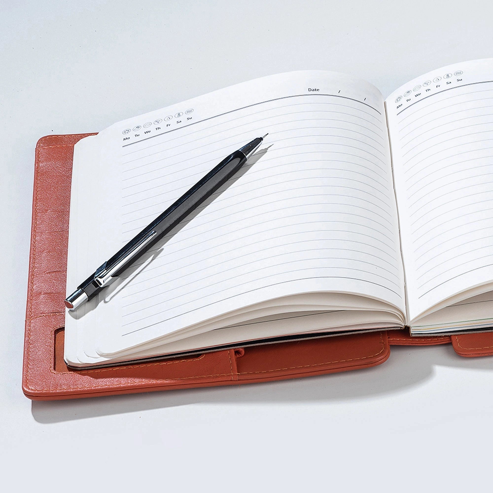 Melunge Leather Diary For Men & Women |  Genuine Leather Journal / Notebook | Color- Orange Leather Talks