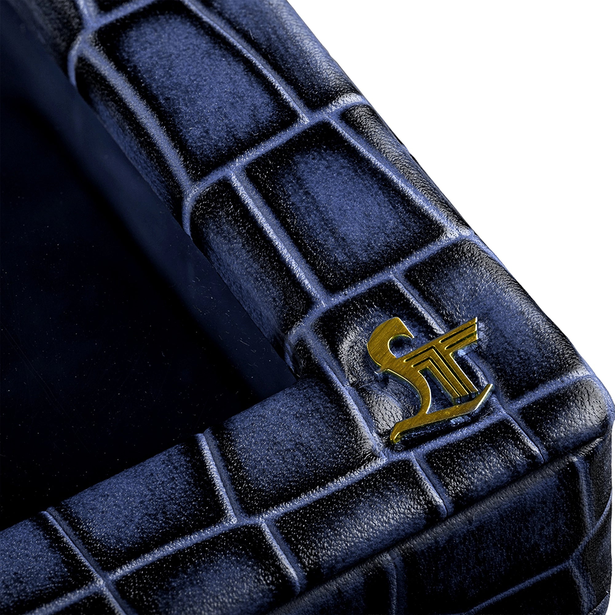 Bronx II Leather Watch Box / Case | 100% Genuine Leather | Can Hold 10 Watches | Acrylic Glass Top | Color:  Croco Blue Leather Talks