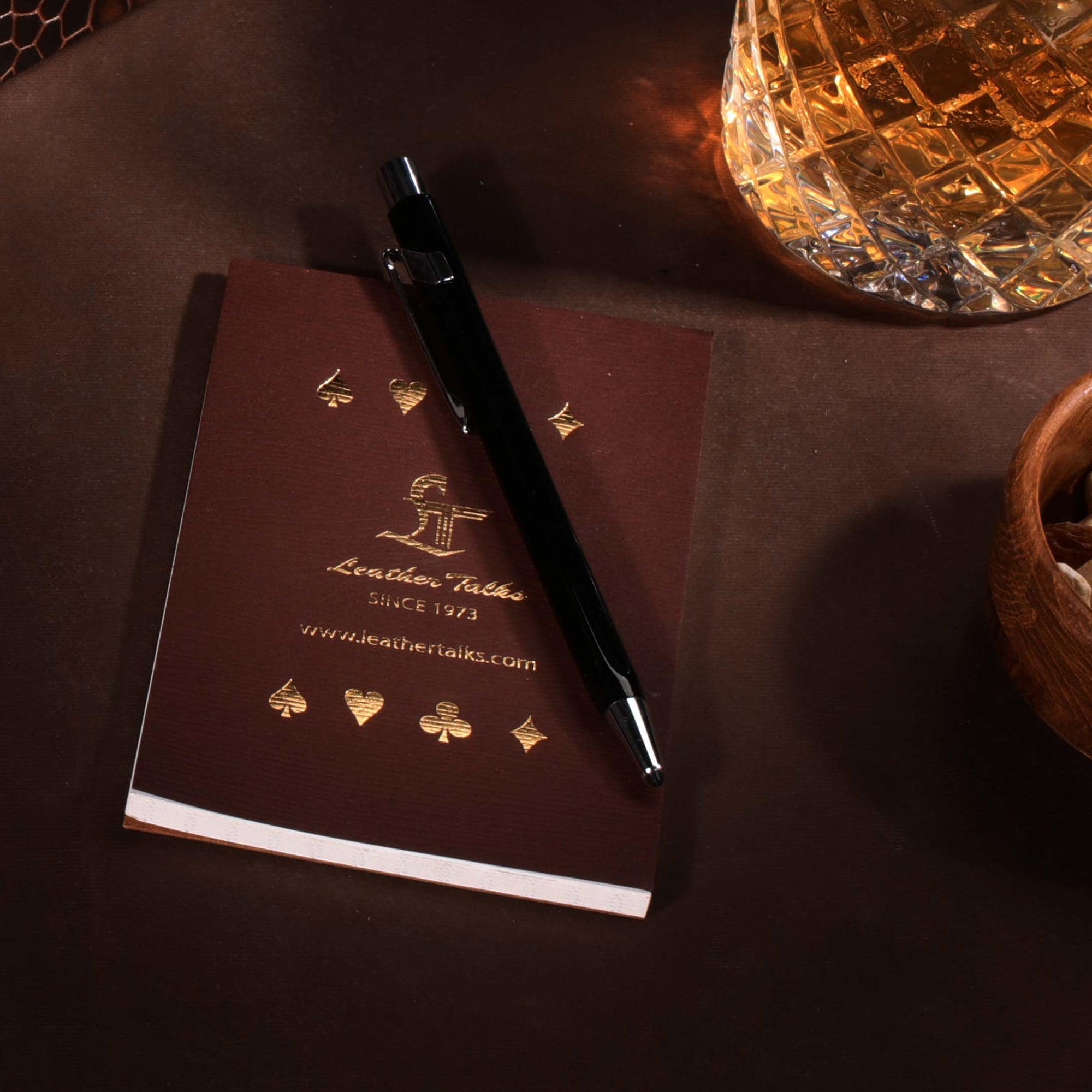 Leather Poker Box | Croco Embossed Genuine Leather | Luxury Playing Card Case | Premium Poker Gift Set | Color: Tan Leather Talks