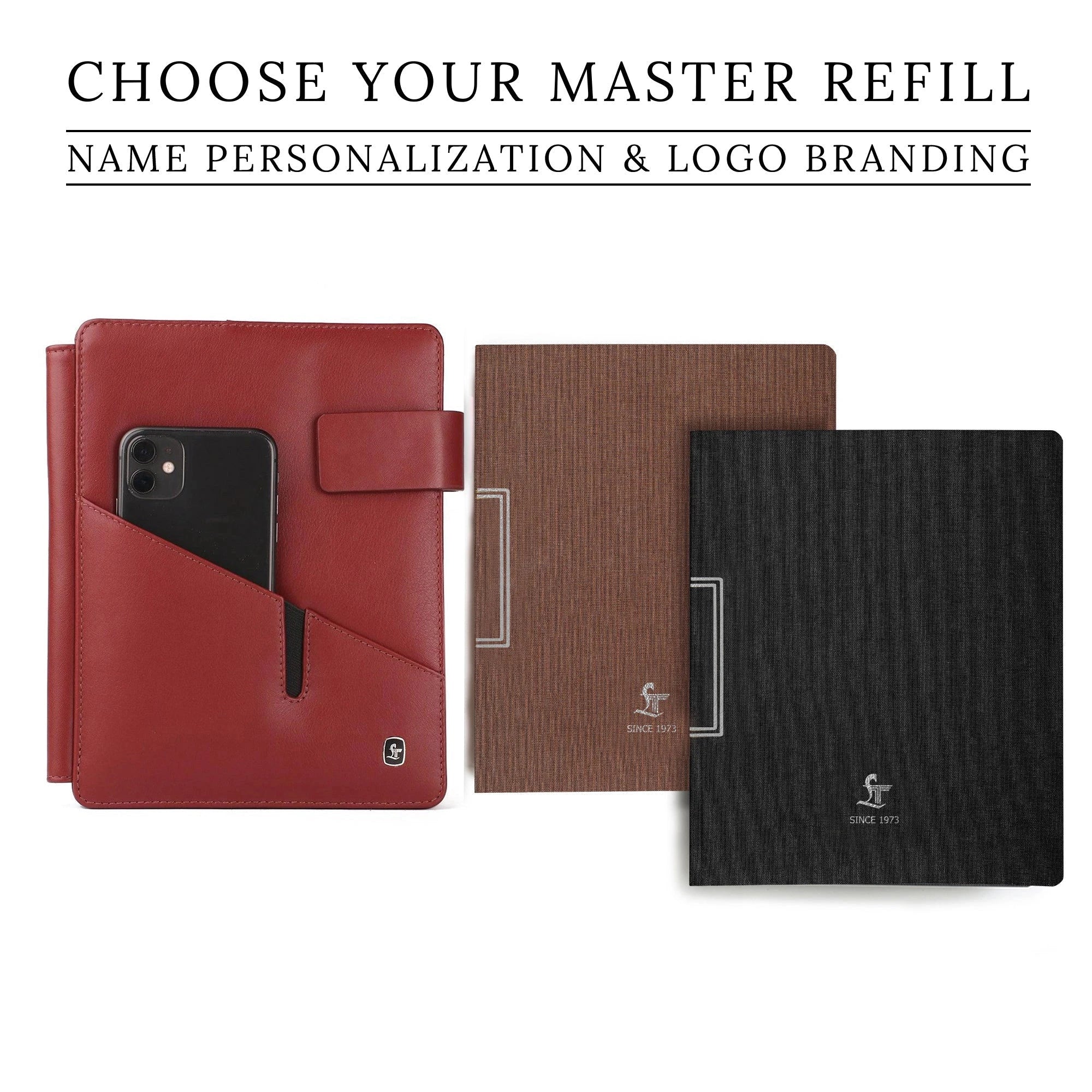 Genuine leather notebook interior with card slots, zipper compartment, and premium  refill — Leather Talks.