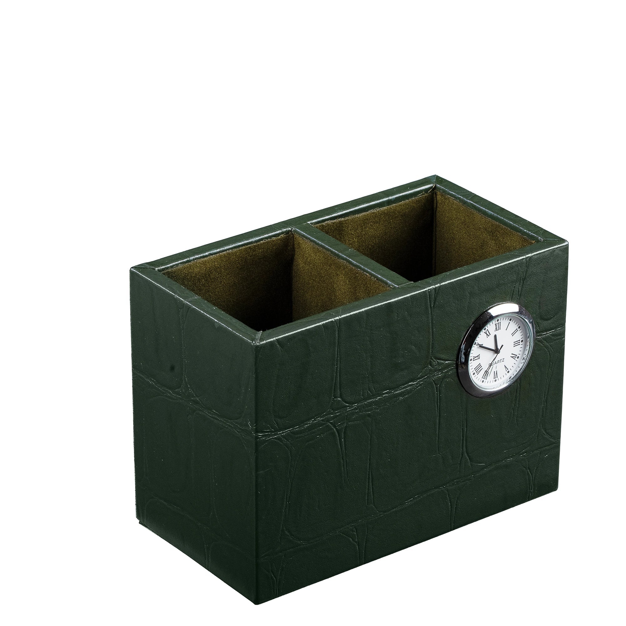 Desktop Planner Set I | Office Table Accessories | Croco Embossed Genuine Leather | Color- Green Leather Talks