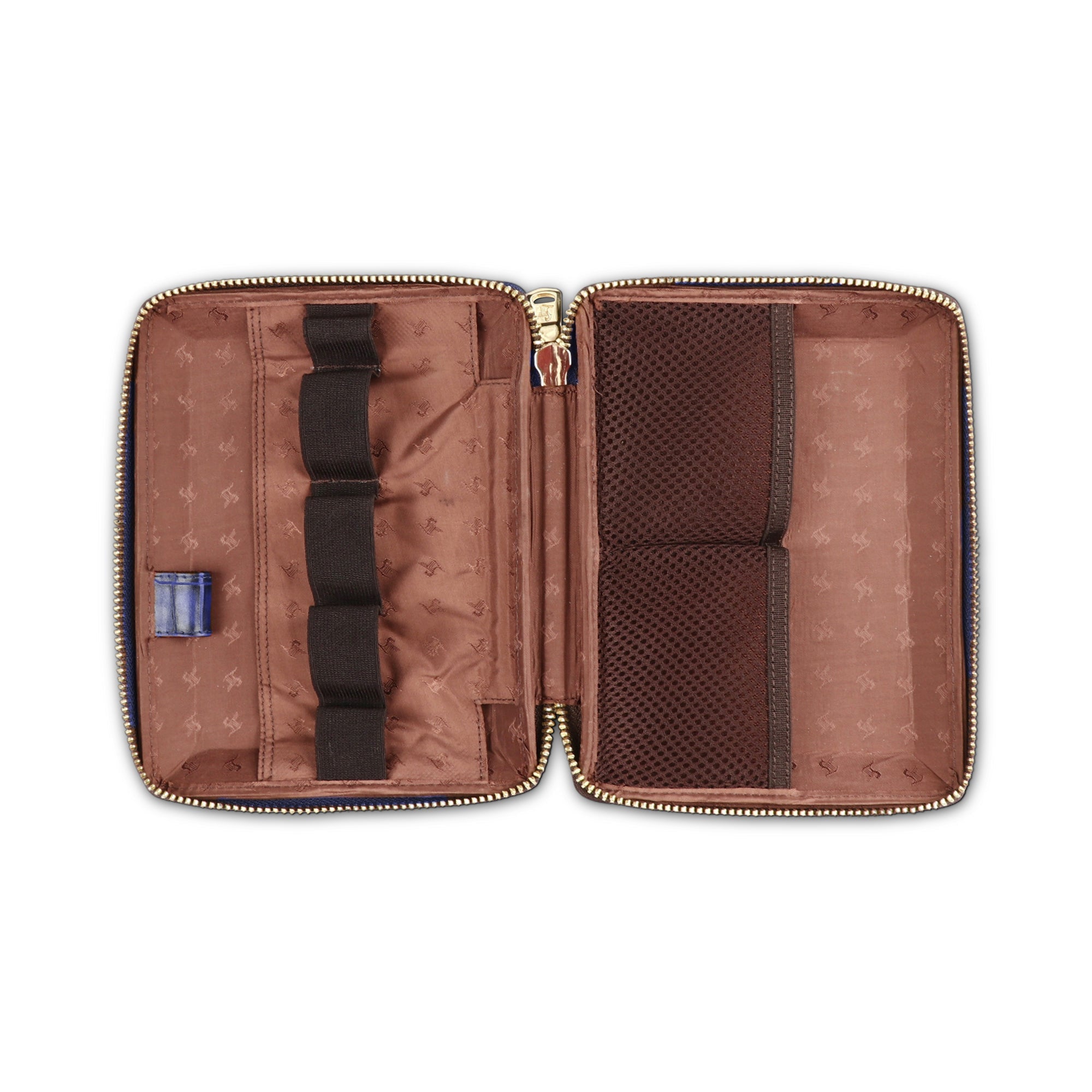 Harbinger Tech Kit - Genuine Leather Tech Organizer Case | Travel Cable Storage Bag | Luxury Electronic Accessories Pouch for Chargers, Wires & Gadgets | Color: Blue Leather Talks