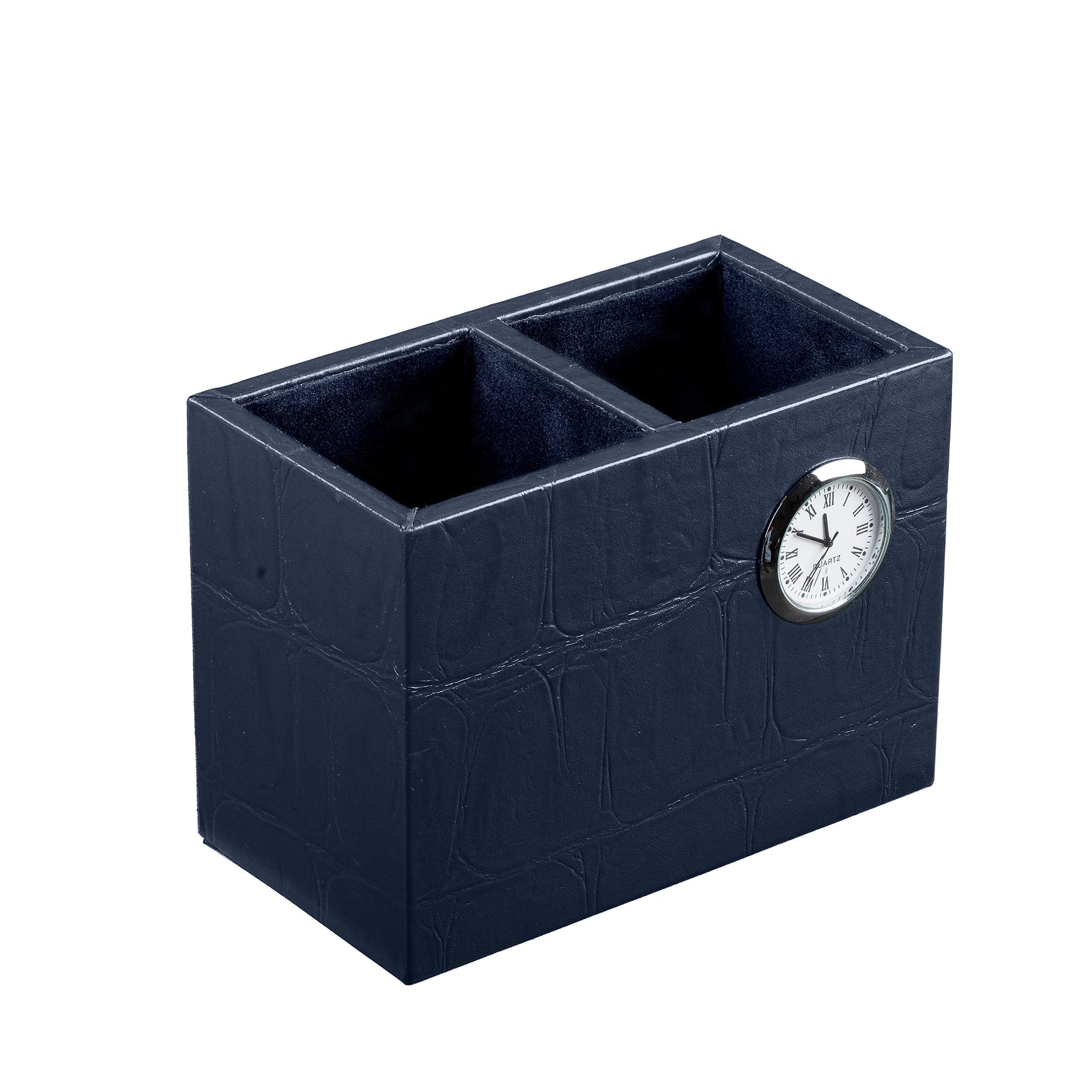 Desktop Planner Set I | Office Table Accessories| Crocodile Embossed Genuine Leather | Color-  Blue Leather Talks