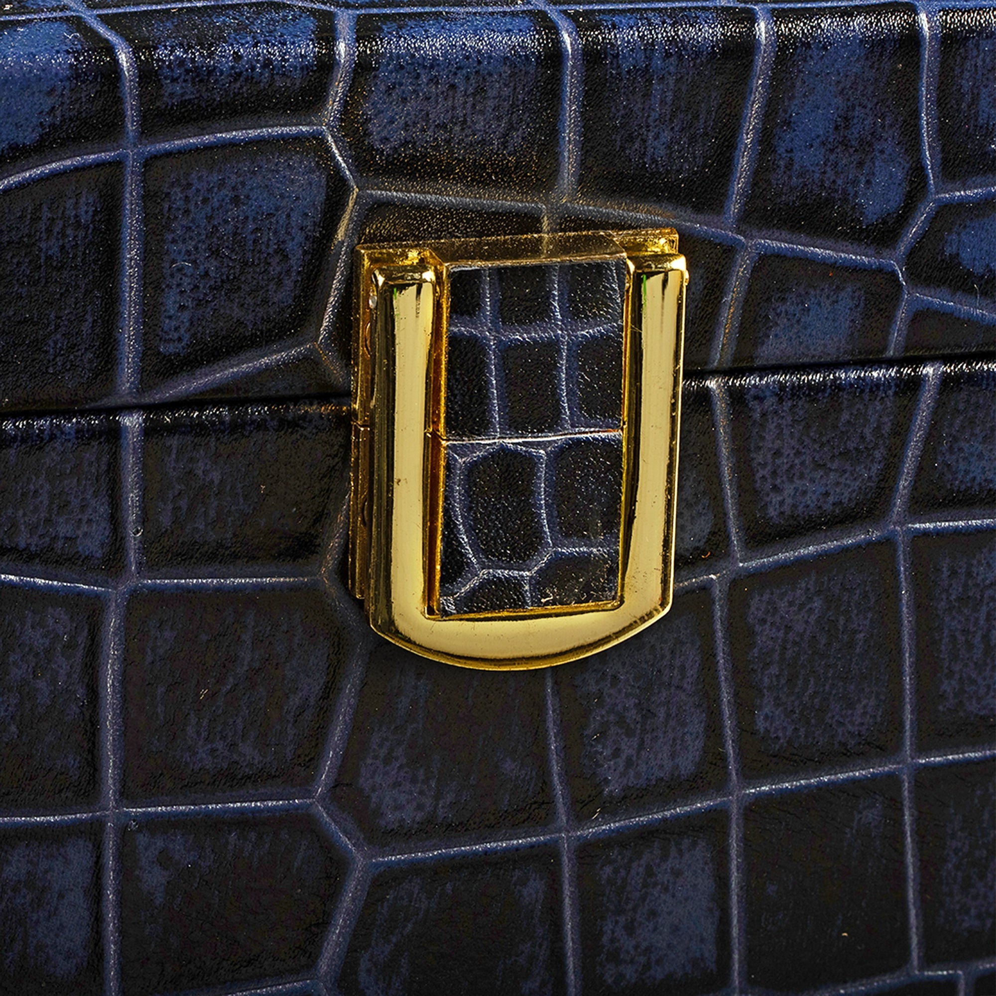 Bronx II Leather Watch Box / Case | 100% Genuine Leather | Can Hold 10 Watches | Acrylic Glass Top | Color:  Croco Blue Leather Talks