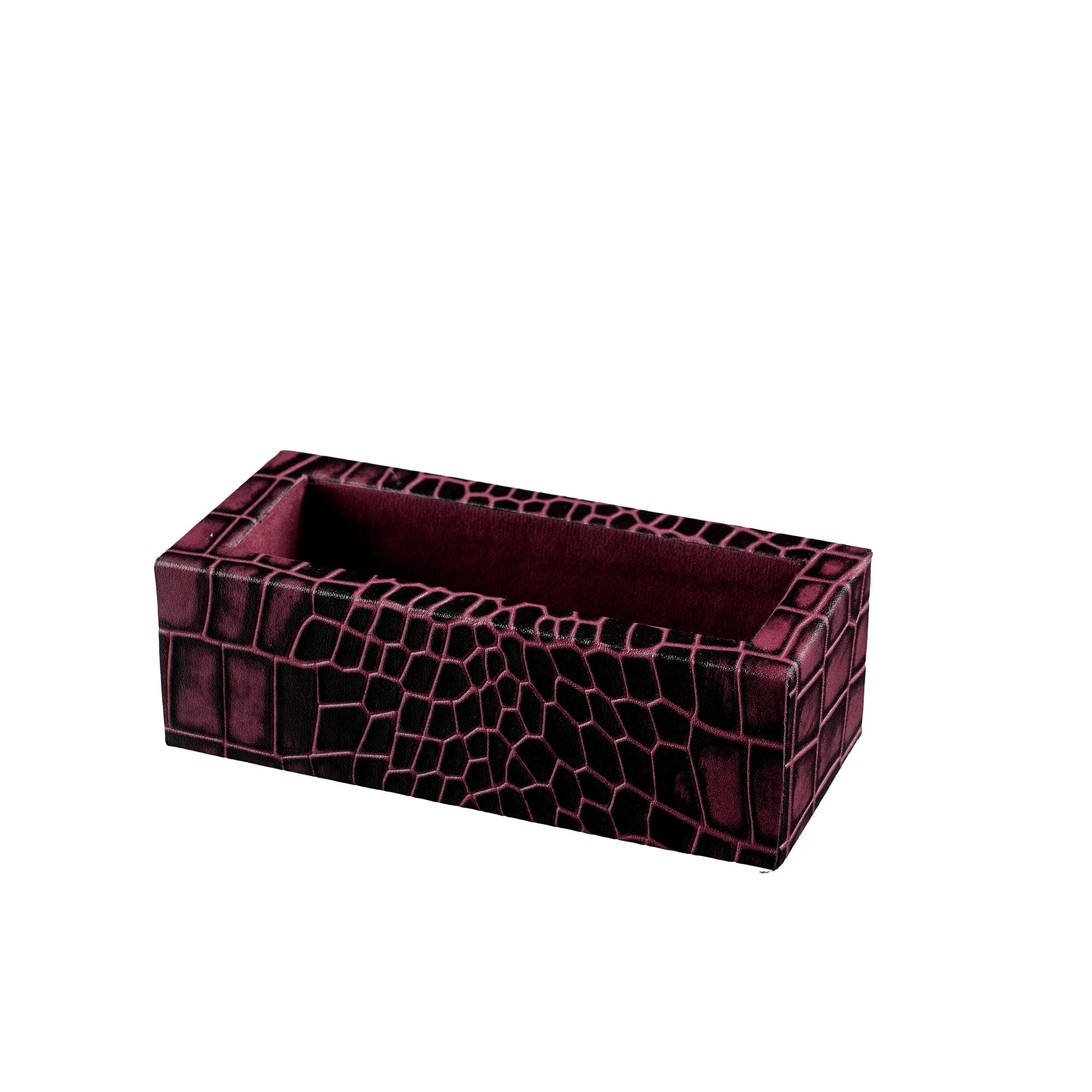 Corporate New Year Gift | Desktop Planner Set I | Office Table Accessories| Croco Embossed Genuine Leather | Color- Cherry Leather Talks