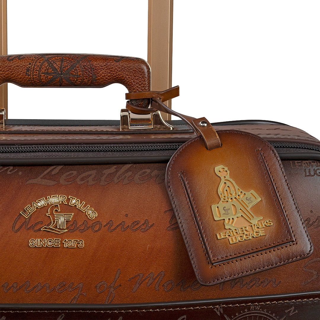 Premium Genuine Leather Luggage Tag | Personalized Travel Name Tag for Suitcases & Cabin Bags | Color: Tan Leather Talks