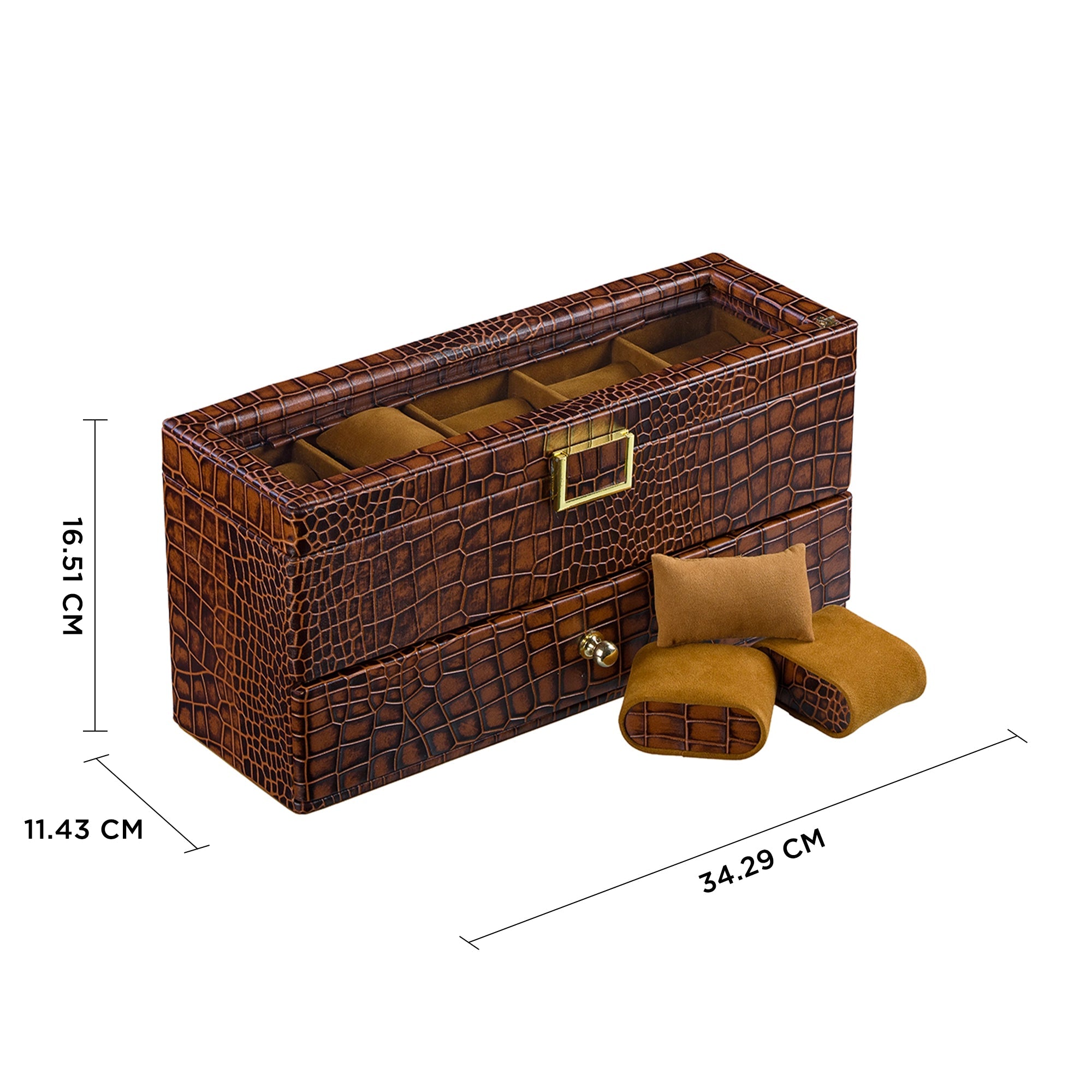 Bronx II Watch Box 10 | Luxury Genuine Leather Watch Box for Men | 10 Slot Watch Organizer with Drawer | Premium Watch Storage Case  | Color:  Croco Tan Leather Talks