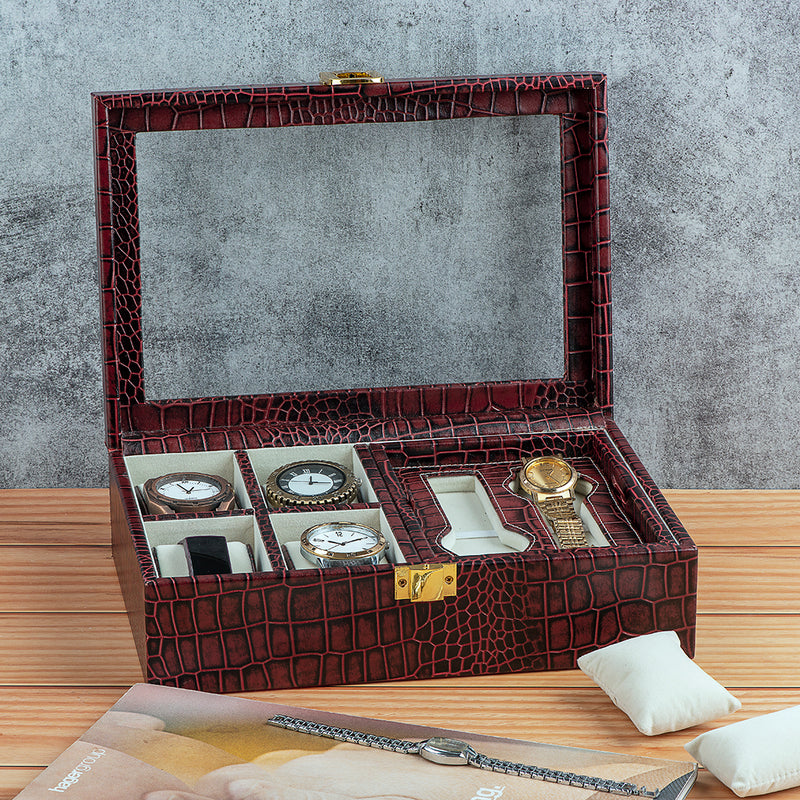 Genuine leather croco cherry watch box