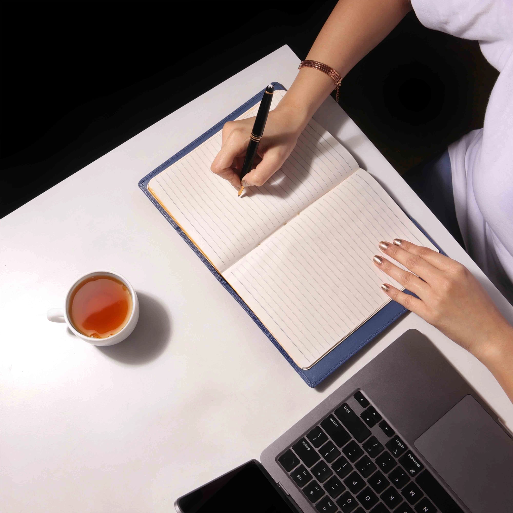 Classic - Handcrafted Genuine Leather Notebook | Luxury Journal | Refillable Diary for Men & Women | Color: Blue Leather Talks