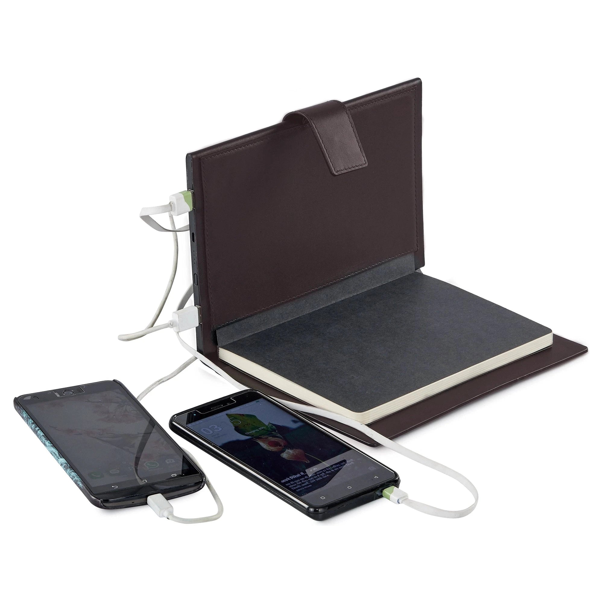 LT Smart Leather Notebook with Power Bank (5000 mAh) | Diary with Power Bank | Color: Brown Leather Talks