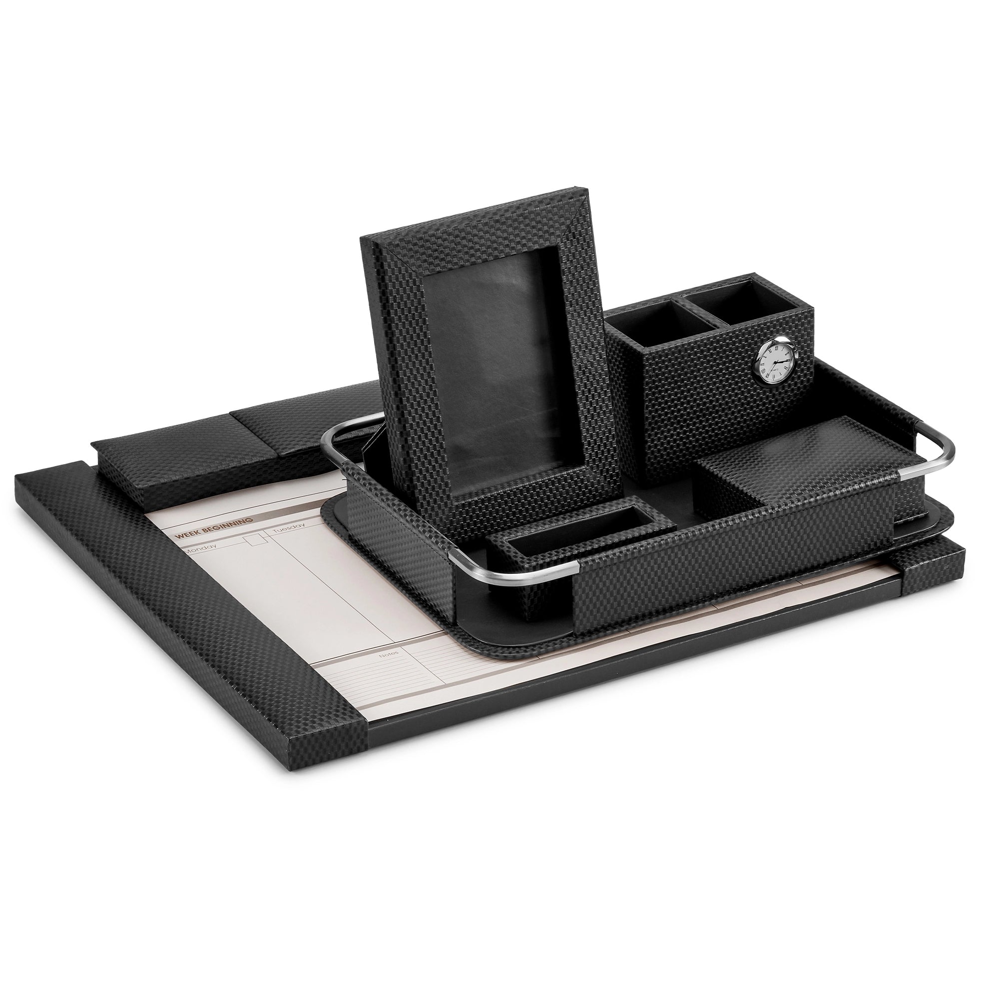 Desktop Planner Set I | Office Table Accessories| Color- Brick Black Leather Talks