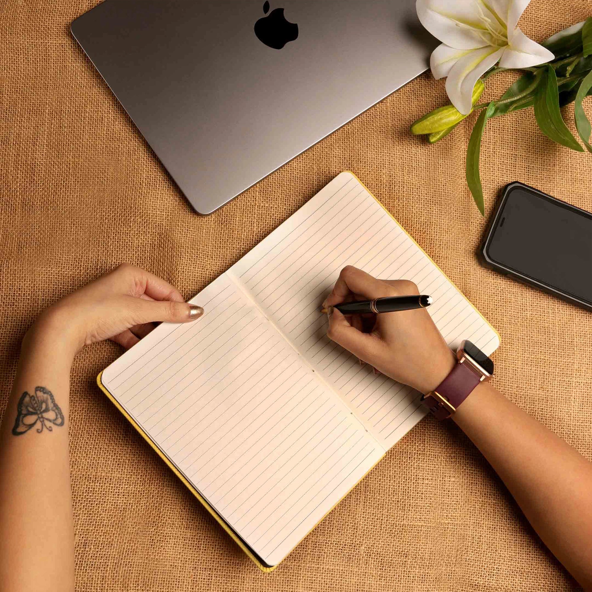 Classic - Luxury Leather Notebook | Premium Genuine Leather Journal for Men & Women | Color: Yellow Leather Talks